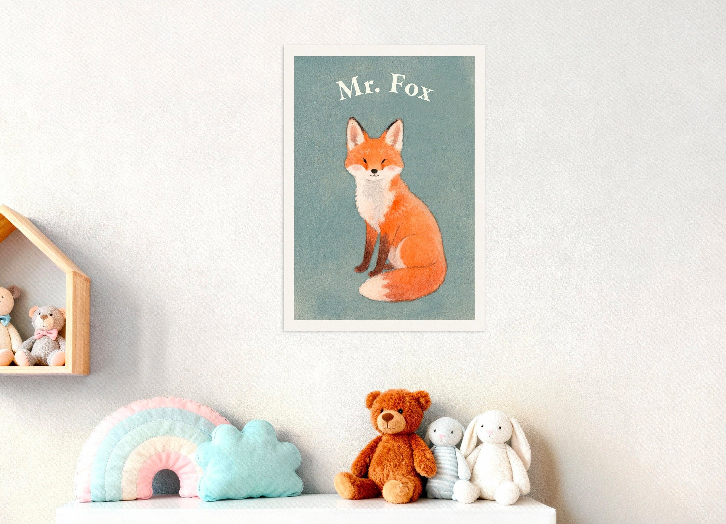 Poster of Nursery fox wall art – Woodland charm watercolor