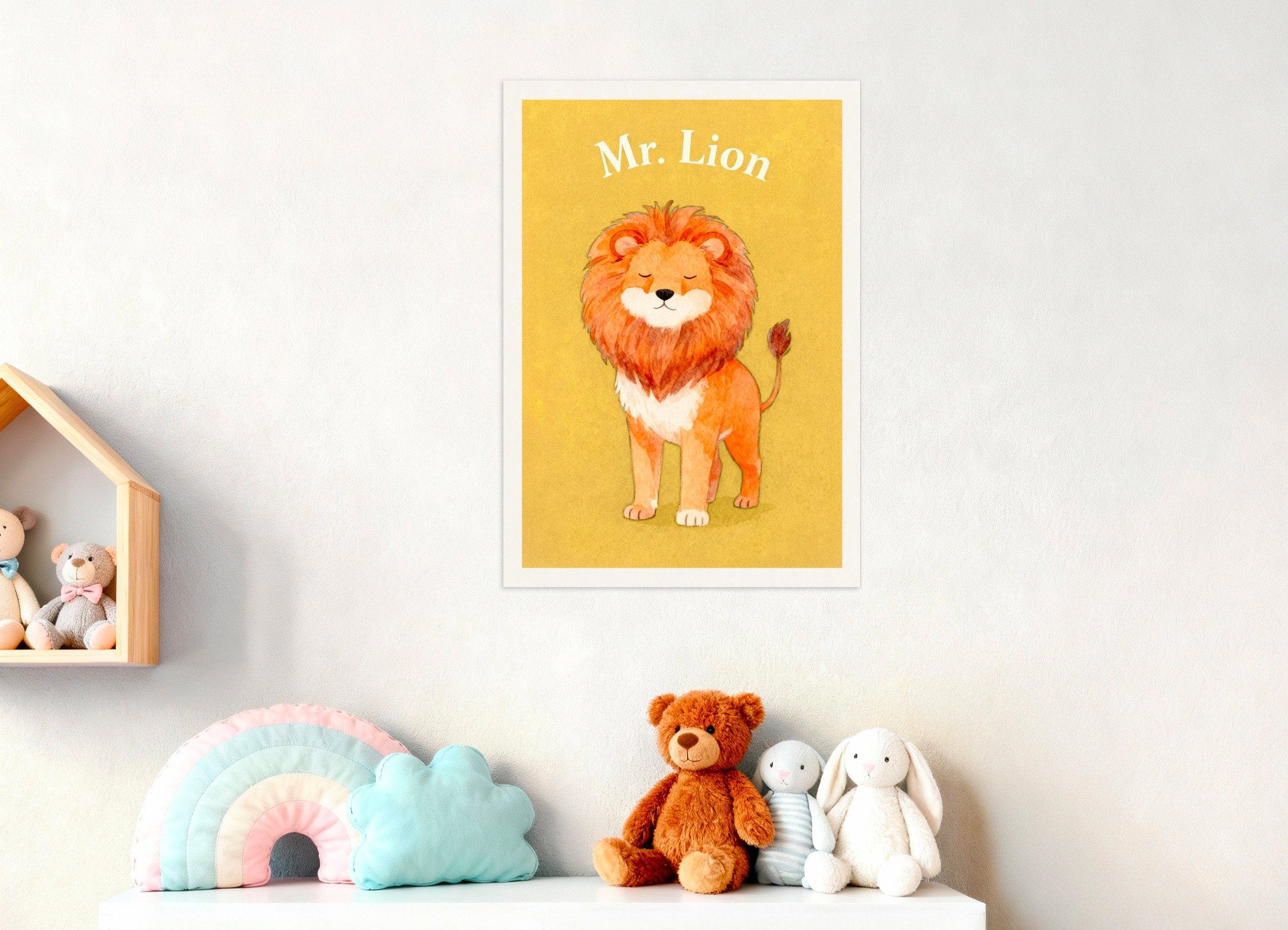 Poster of Nursery lion wall art – Jungle king watercolor