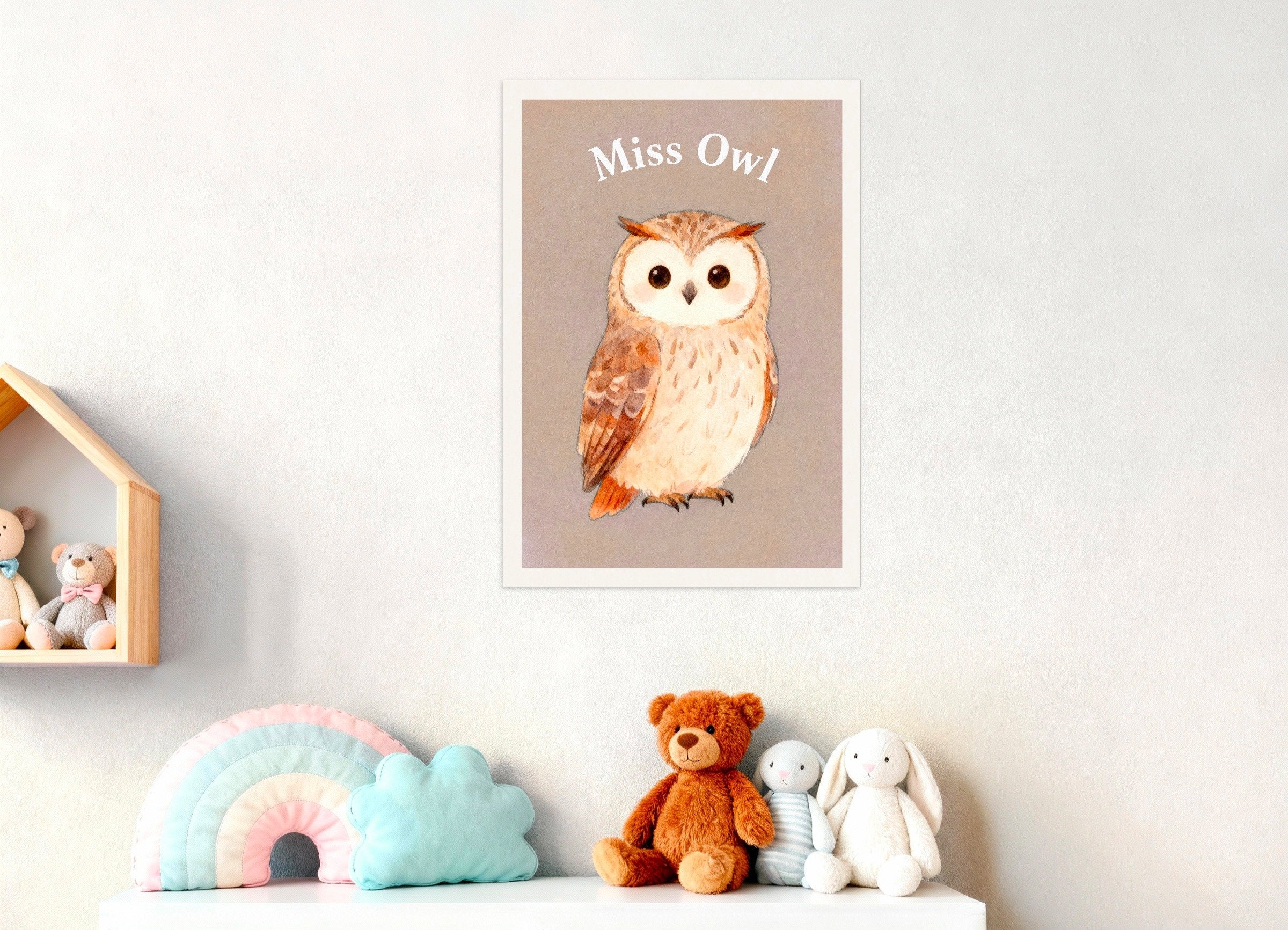 Poster of Nursery owl wall art – Wise woodland bird poster