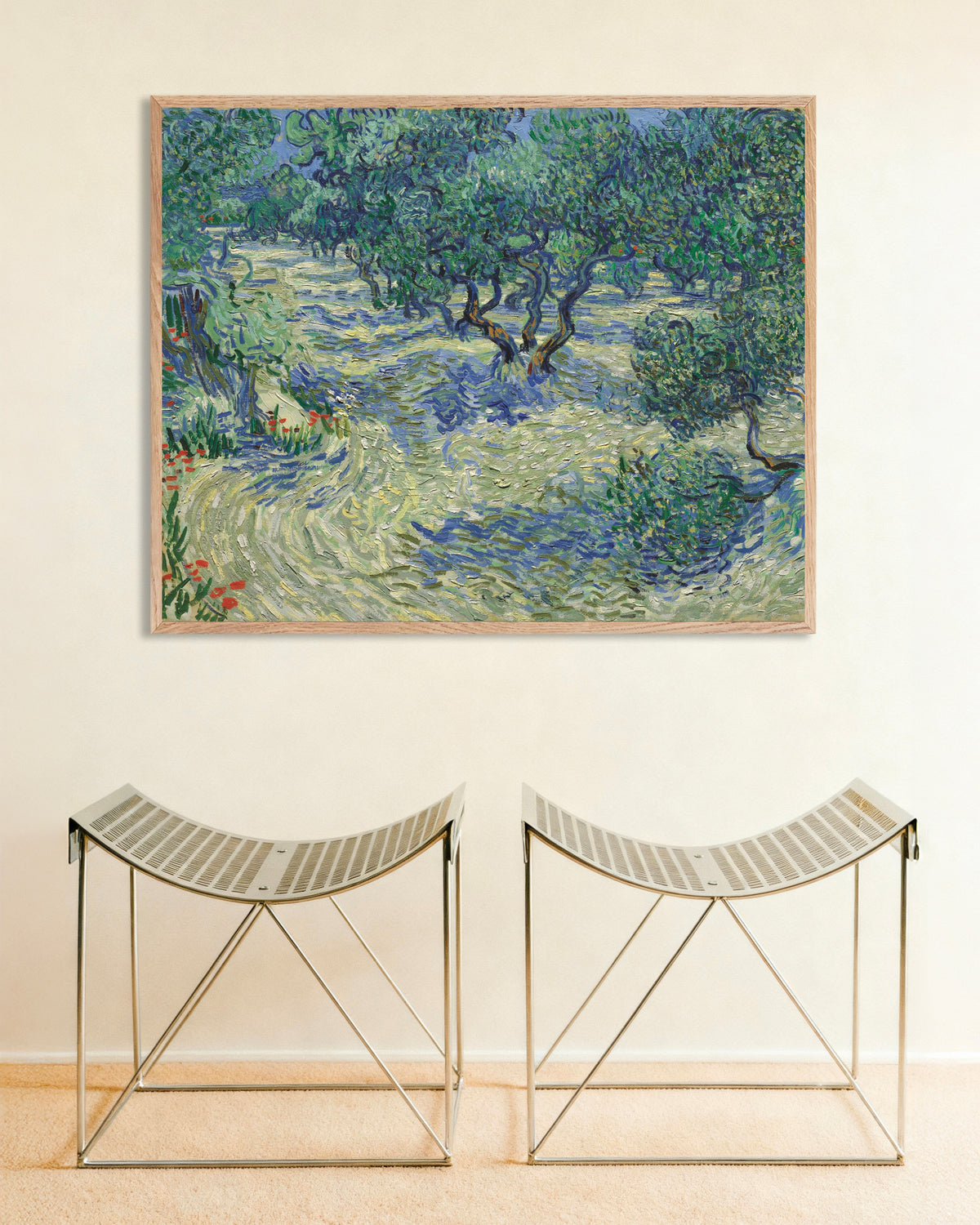 Plakat „Oliwny gaj (1889), Vincent van Gogh” w ramie z naturalnego drewna