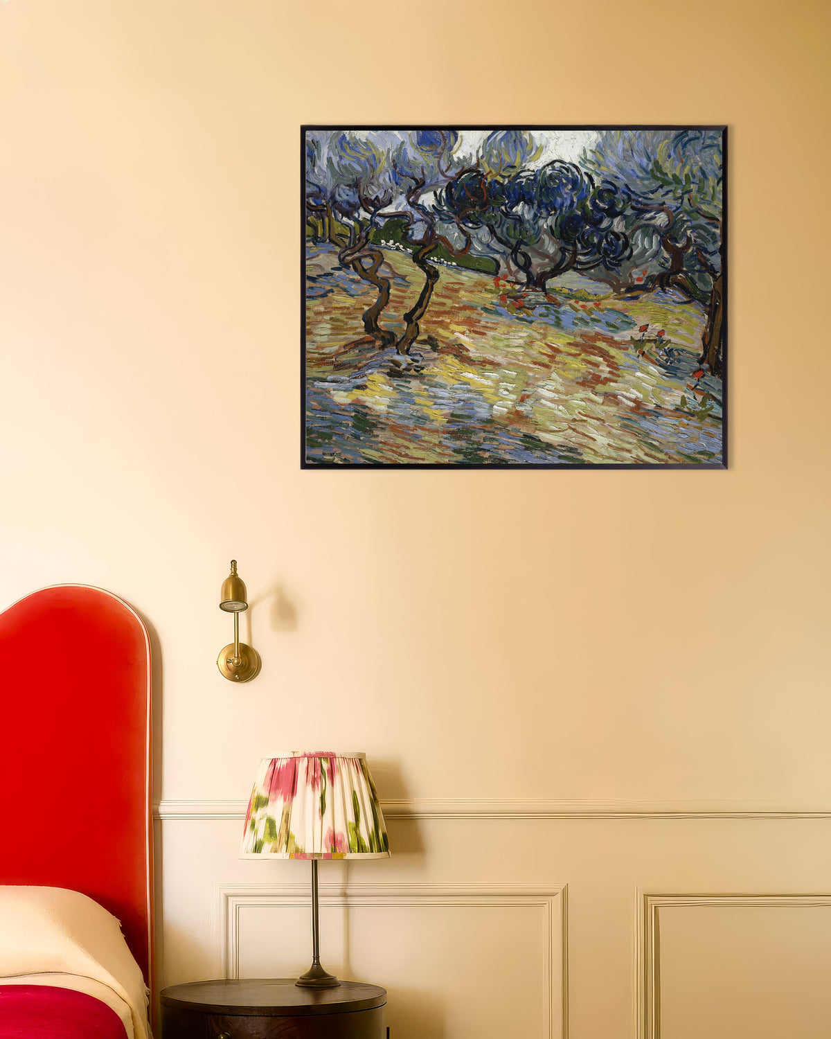 Plakat Drzewa oliwne (1889), Vincent van Gogh, w metalowej ramie