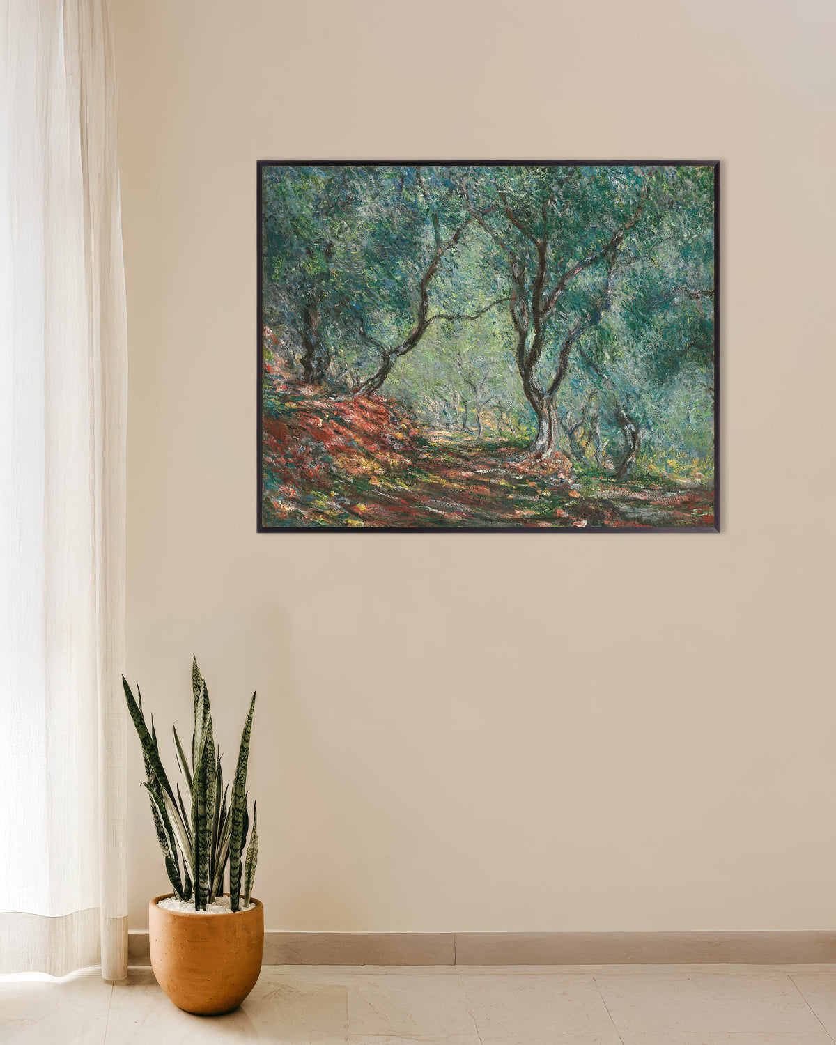Plakat Gaj oliwny w ogrodzie Moreno (1884), Claude Monet, w metalowej ramie