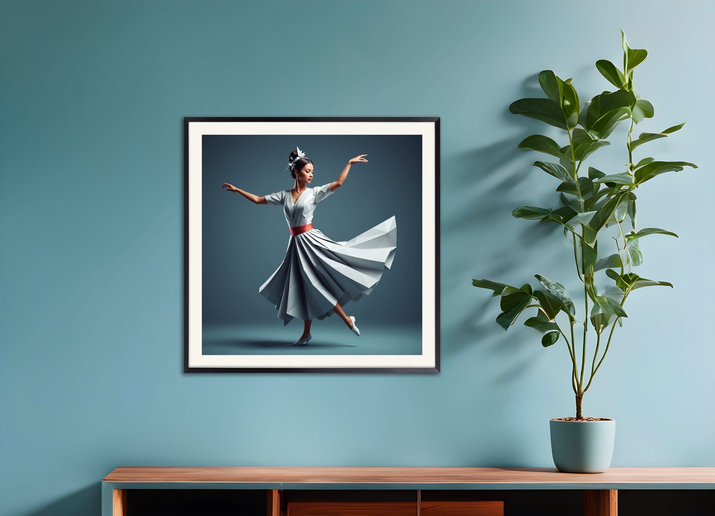 Poster of origami, with metal frame