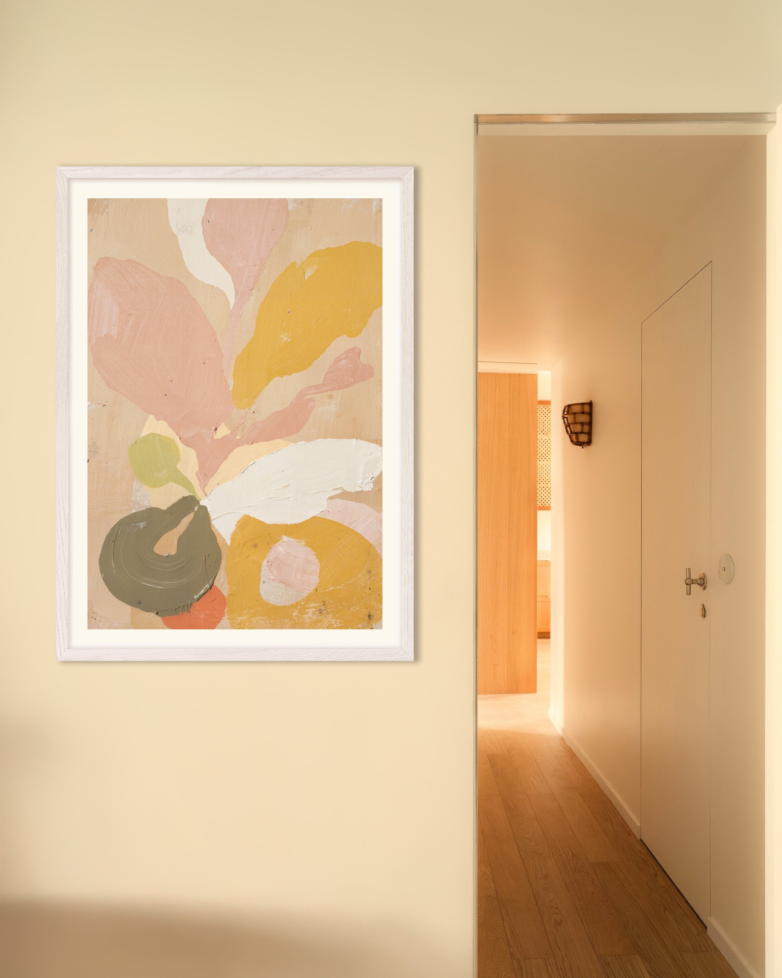Poster of Painted Petals 02 - Abstract Botanical Poster, with white wooden frame