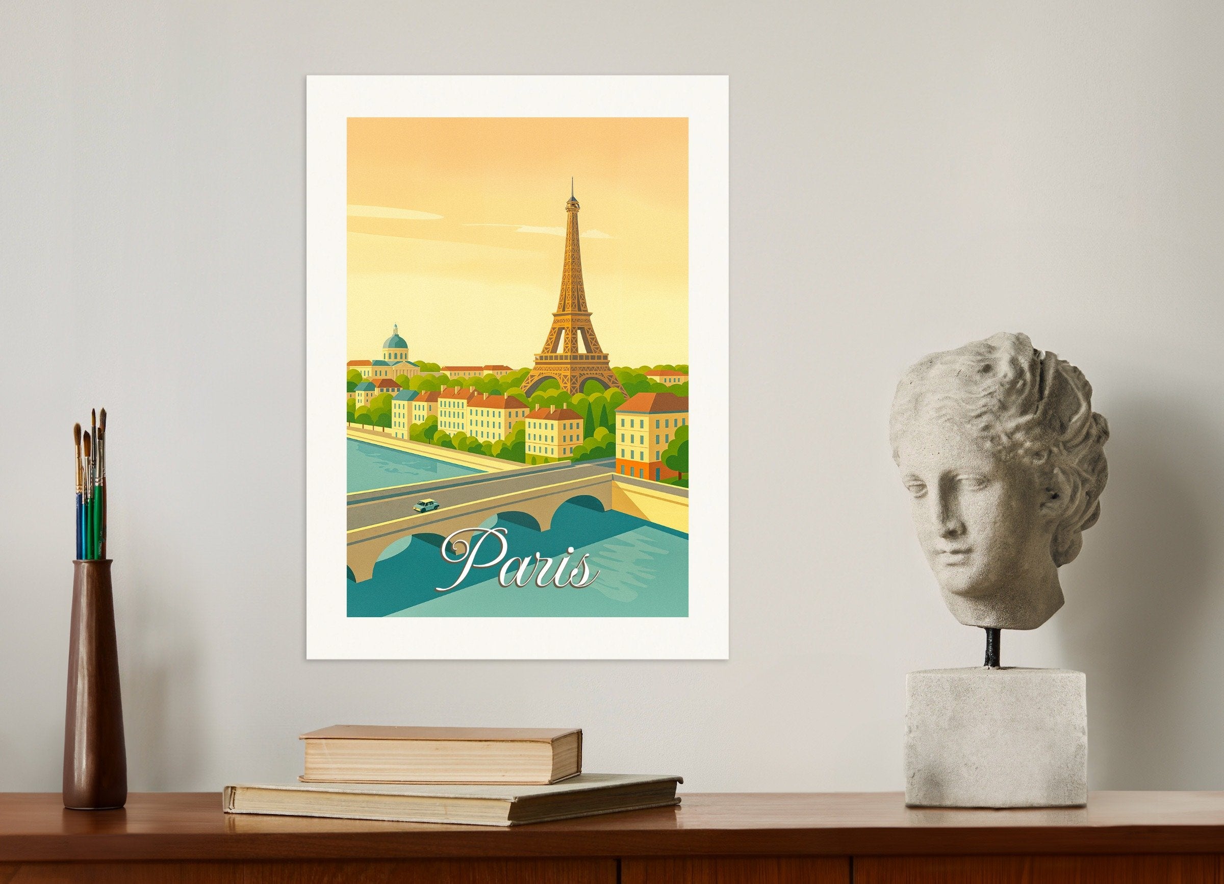 Poster of Paris – Retro style Illustration of the Eiffel Tower