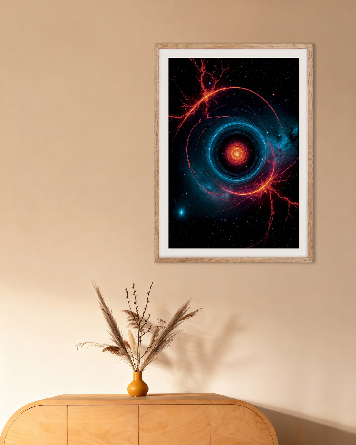 Poster of Photolab luminescent neon, space phenomenon - Poster, with natural wooden frame
