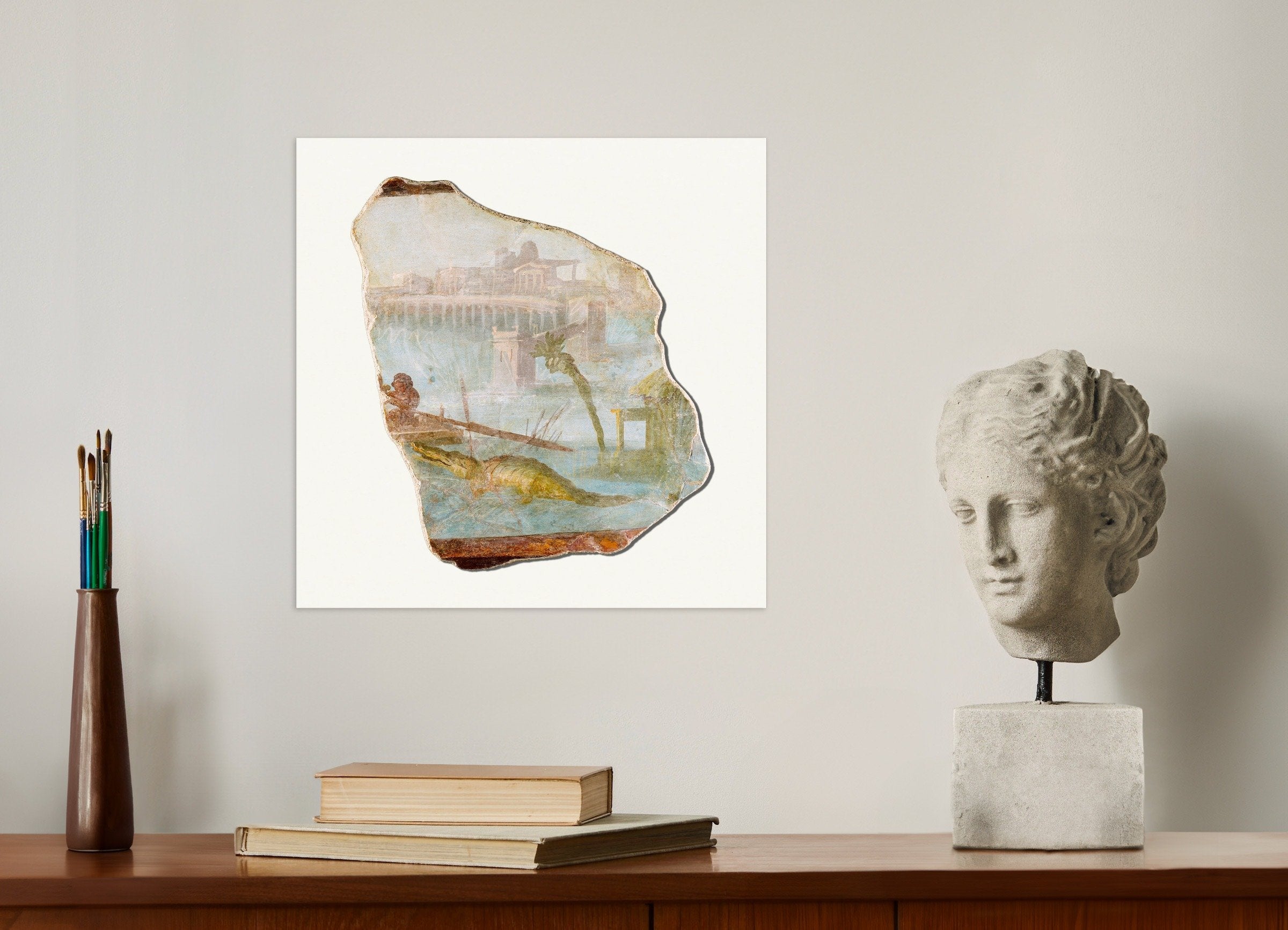 Poster of Pompeii Fresco Fragment with Nilotic Landscape - Art Print