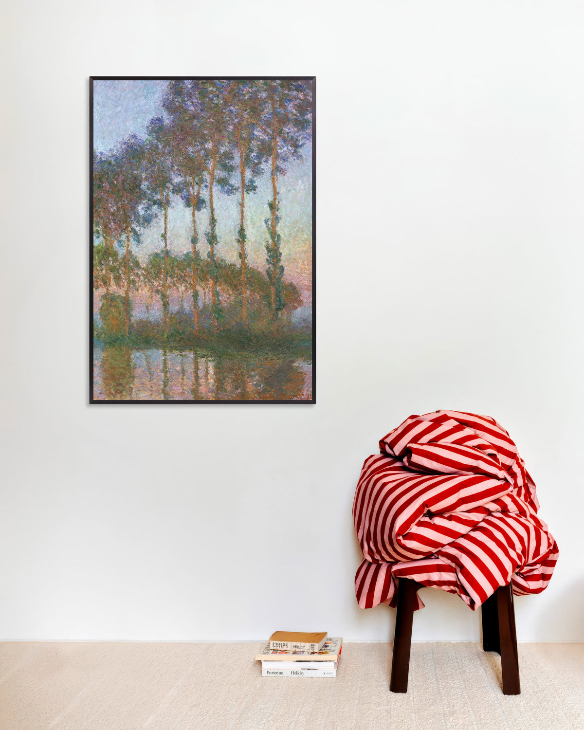 Plakat Topole nad brzegiem Epte, zmierzch (1891), Claude Monet, w metalowej ramie