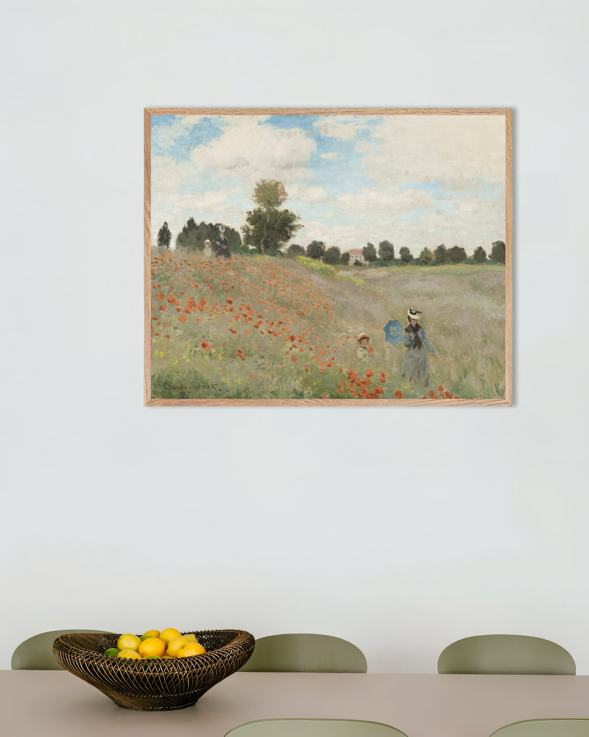 Plakat Maki (1873), Claude Monet, w ramie z naturalnego drewna