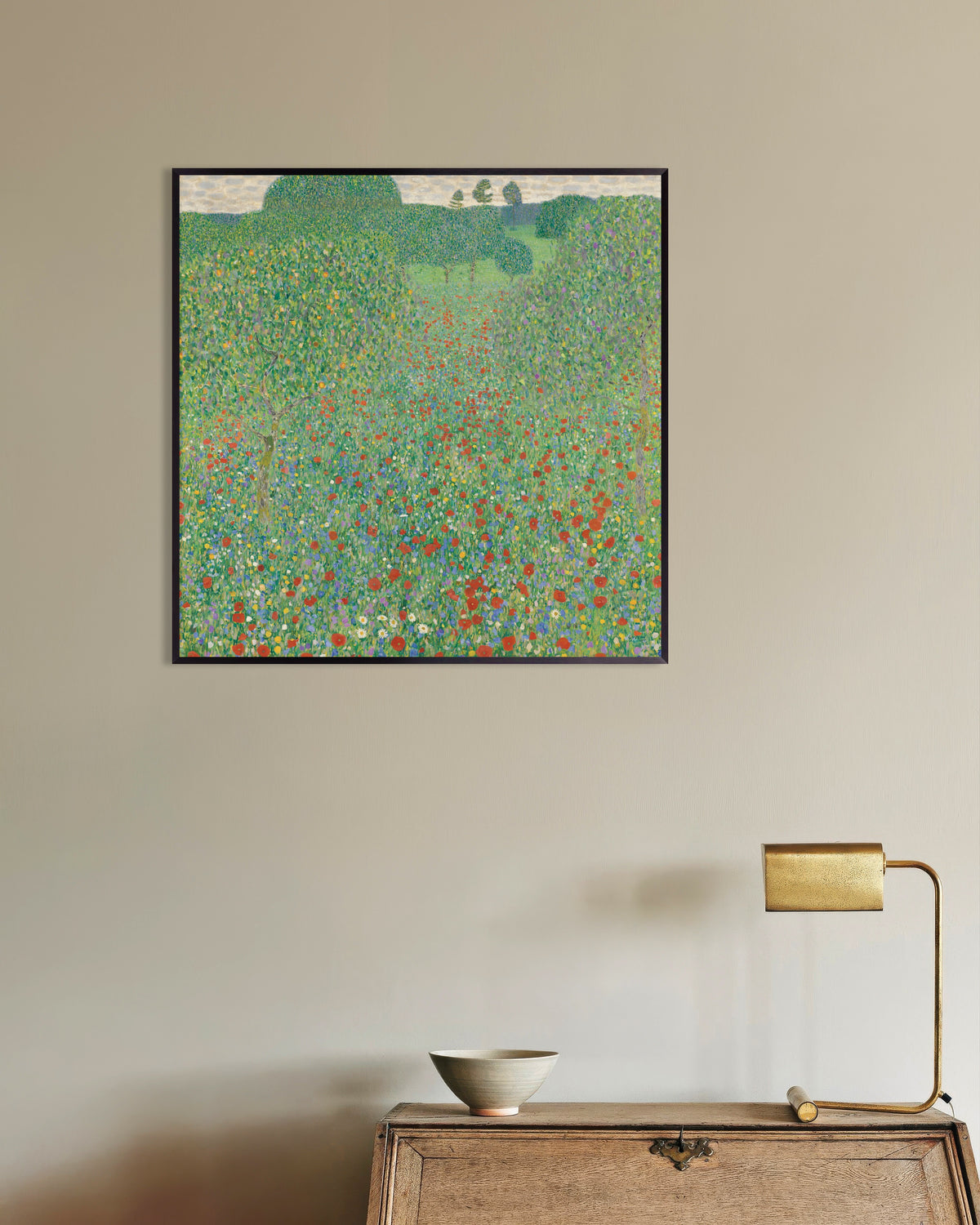 Plakat Łąka z makami (1907), Gustav Klimt, w metalowej ramie