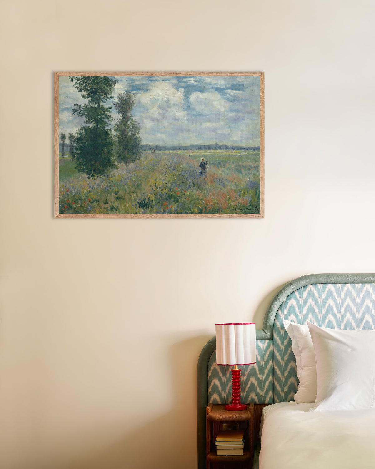 Plakat Pola maków koło Argenteuil (1875), Claude Monet, w ramie z naturalnego drewna