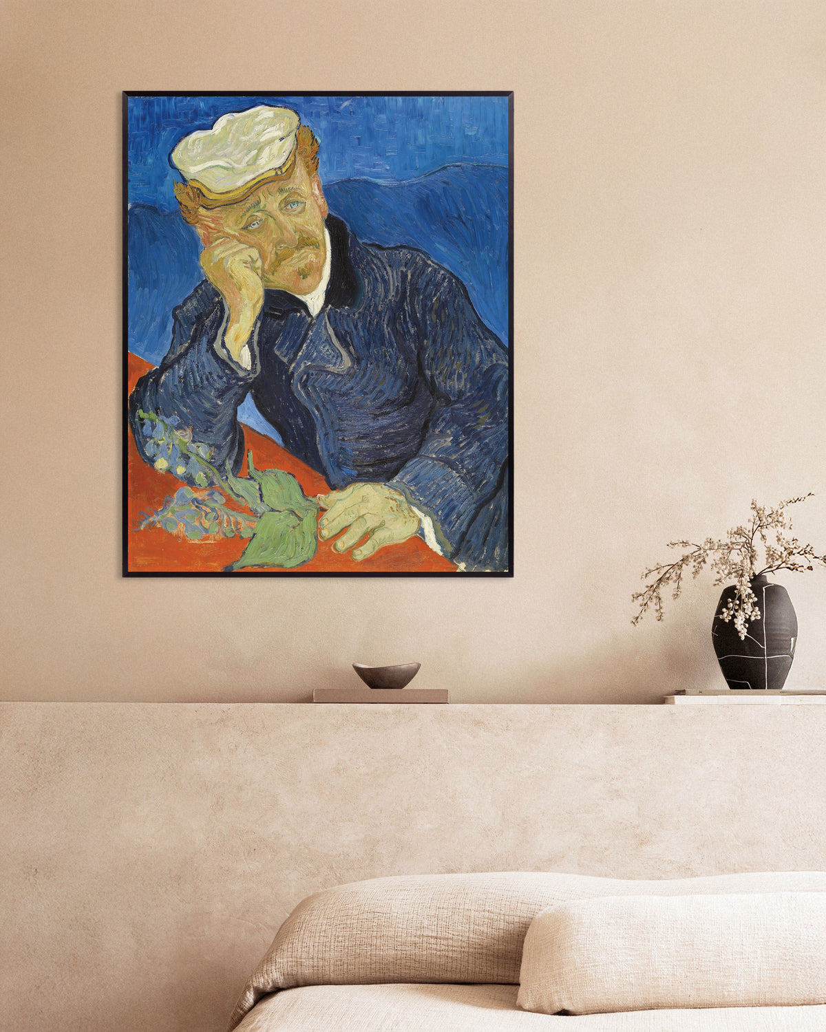 Plakat z Portret doktora Paula Gacheta (1890) Vincenta van Gogha, w metalowej ramie