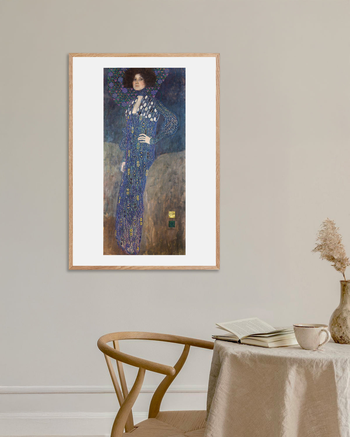 Plakat Portret Emilii Flöge (1902), Gustav Klimt, w ramie z naturalnego drewna