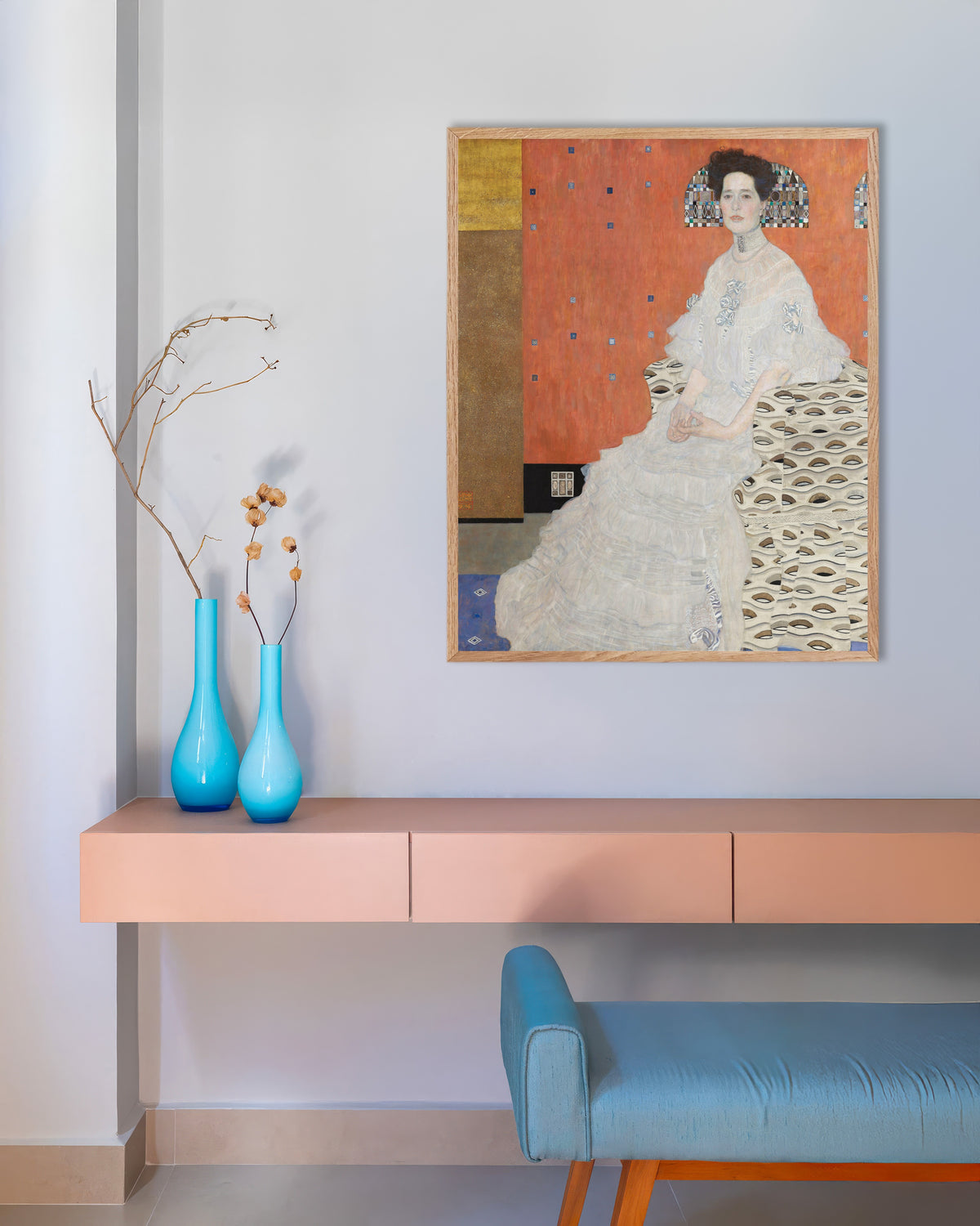 Plakat Portret Fritzy Riedler (1906), Gustav Klimt, w ramie z naturalnego drewna