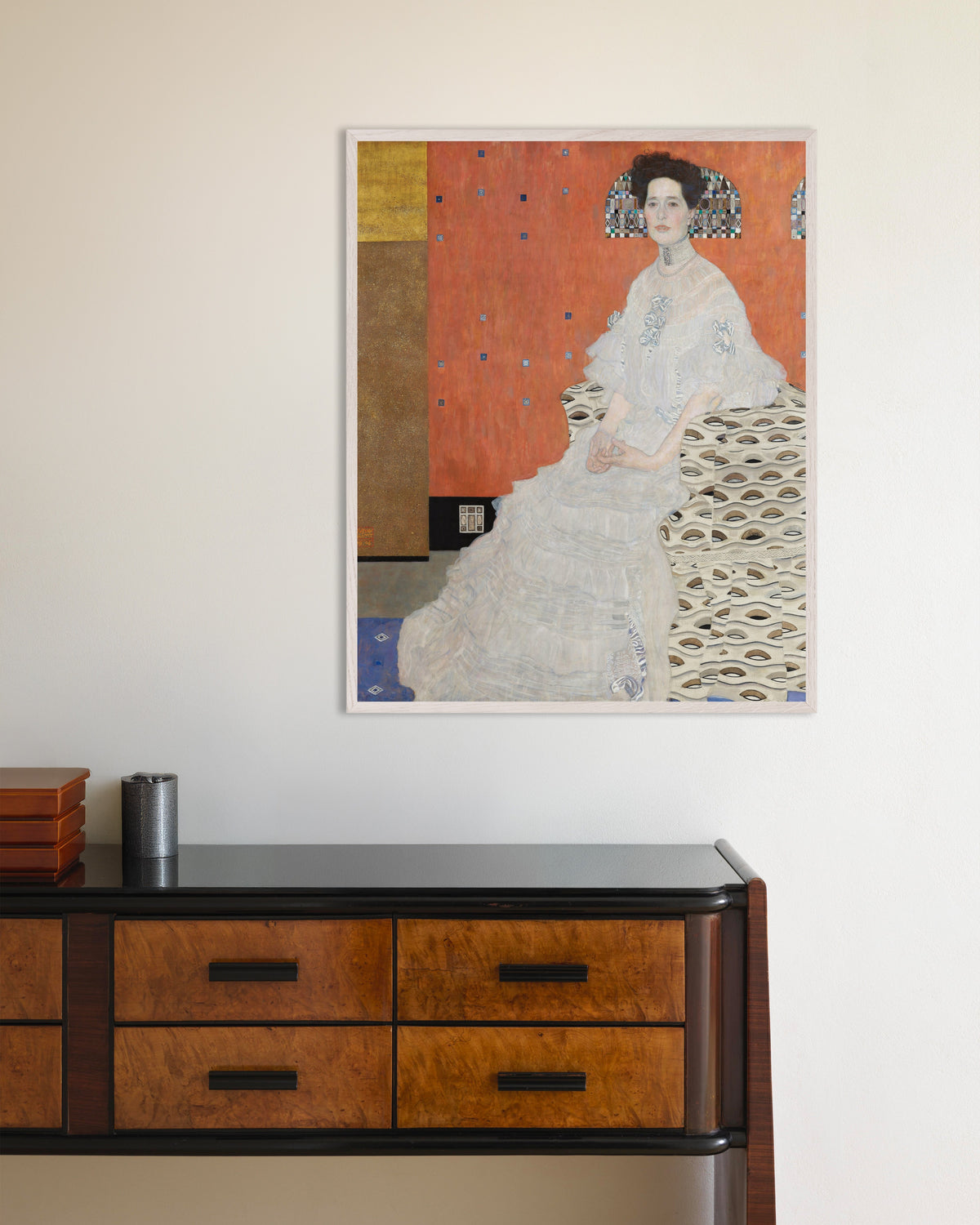 Plakat Portret Fritzy Riedler (1906), Gustav Klimt, w białej drewnianej ramie