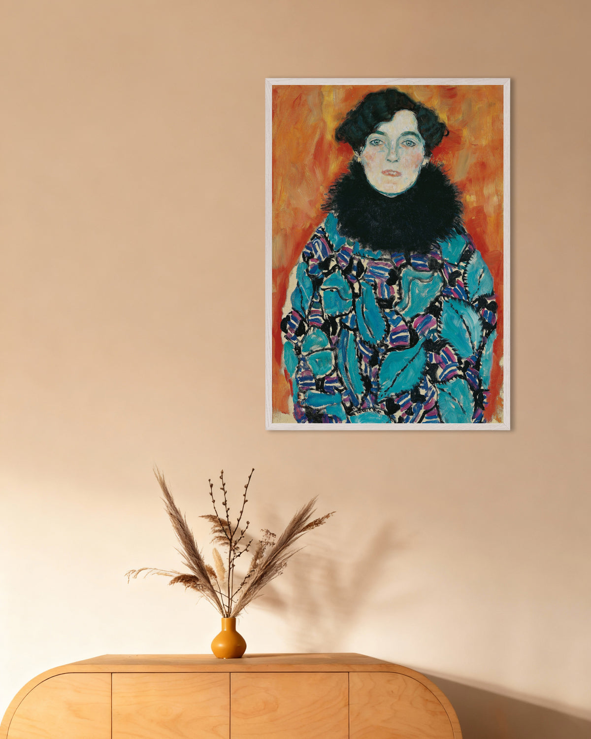 Plakat Portret Johanny Staude (1917), Gustav Klimt, w białej drewnianej ramie