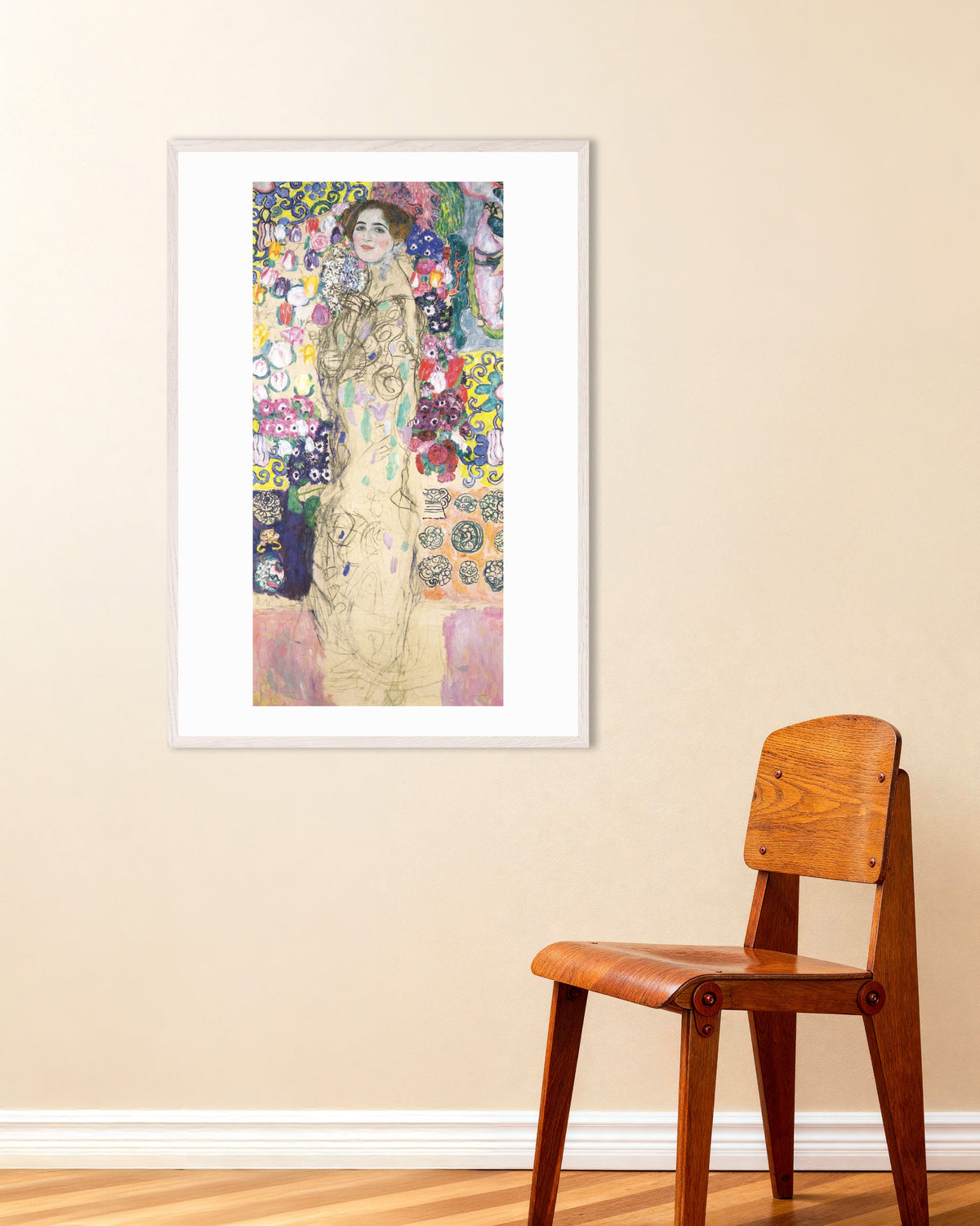 Plakat Portret Marii Munk (1917–1918), Gustav Klimt, w białej drewnianej ramie