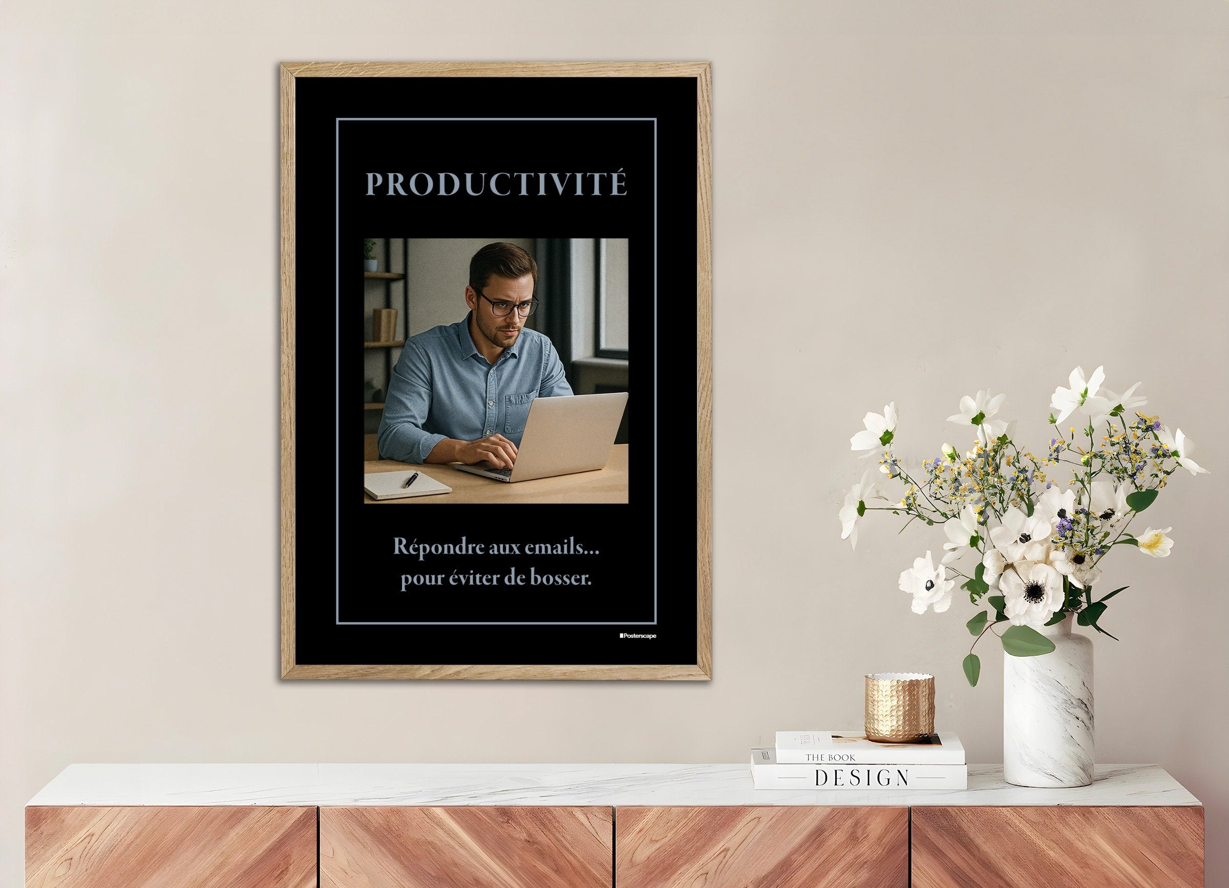 Poster of Productivity - Demotivational Poster, with natural wooden frame