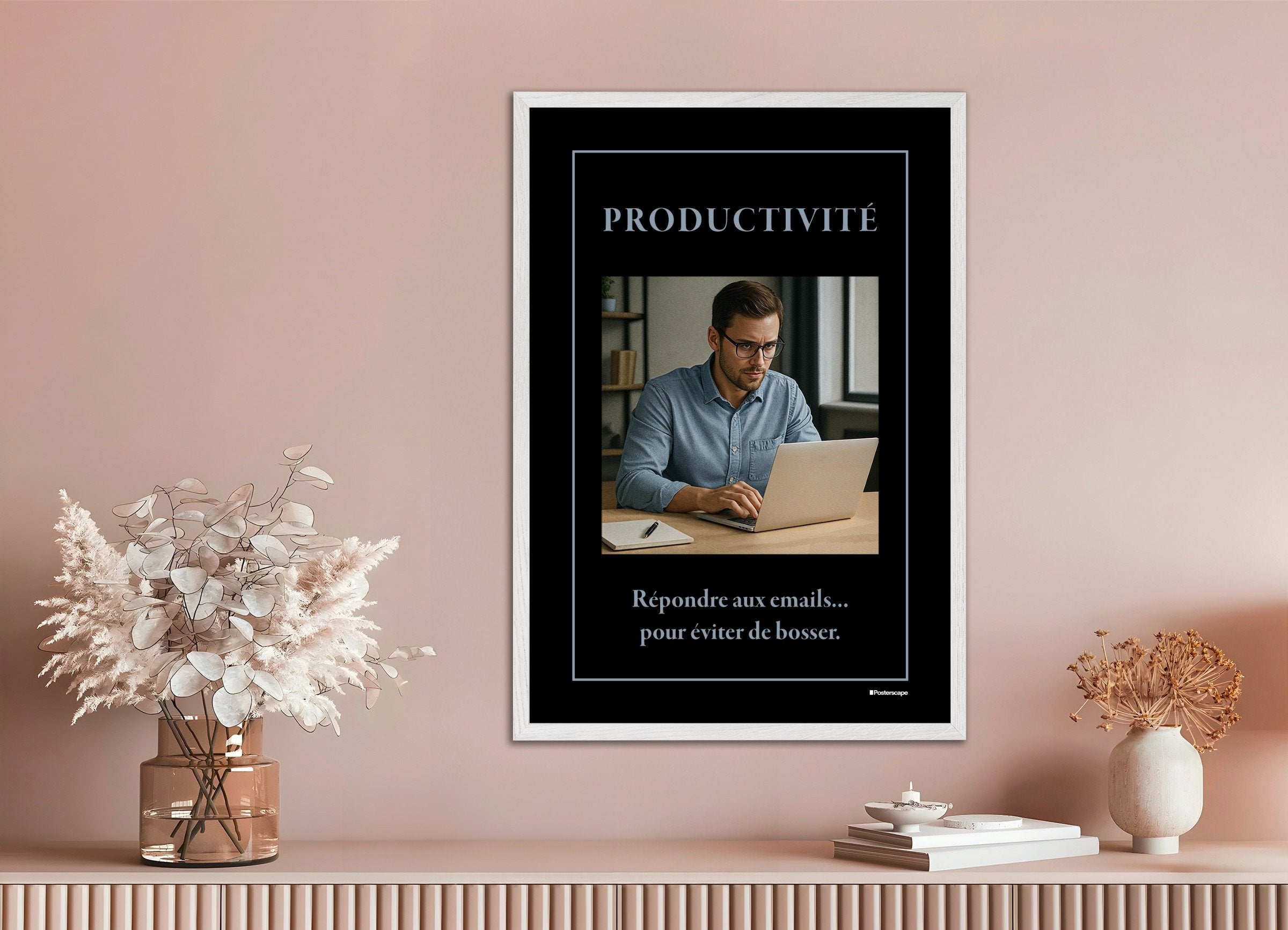Poster of Productivity - Demotivational Poster, with white wooden frame