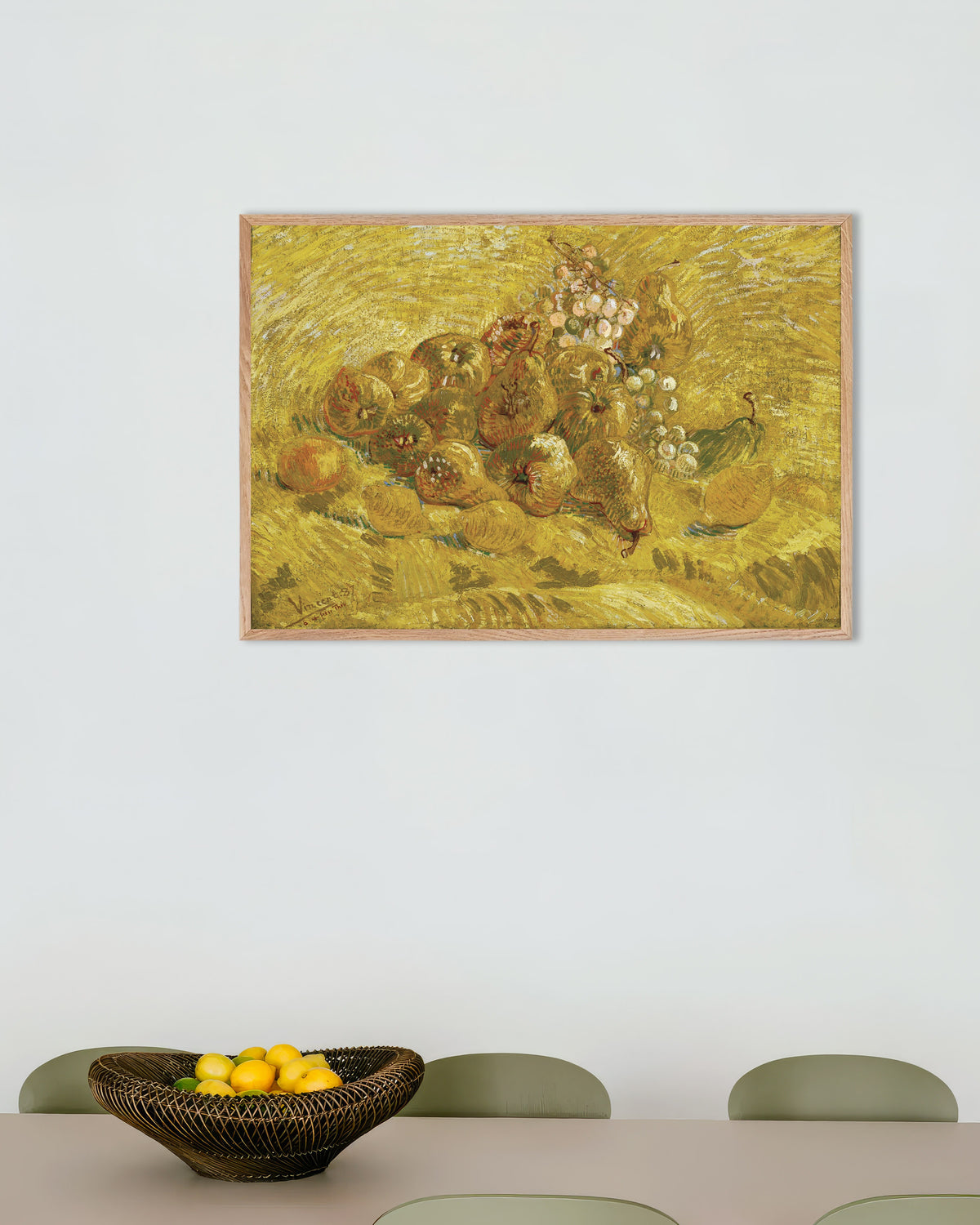 Plakat „Pigwy, cytryny, gruszki i winogrona (1887), Vincent van Gogh” w ramie z naturalnego drewna