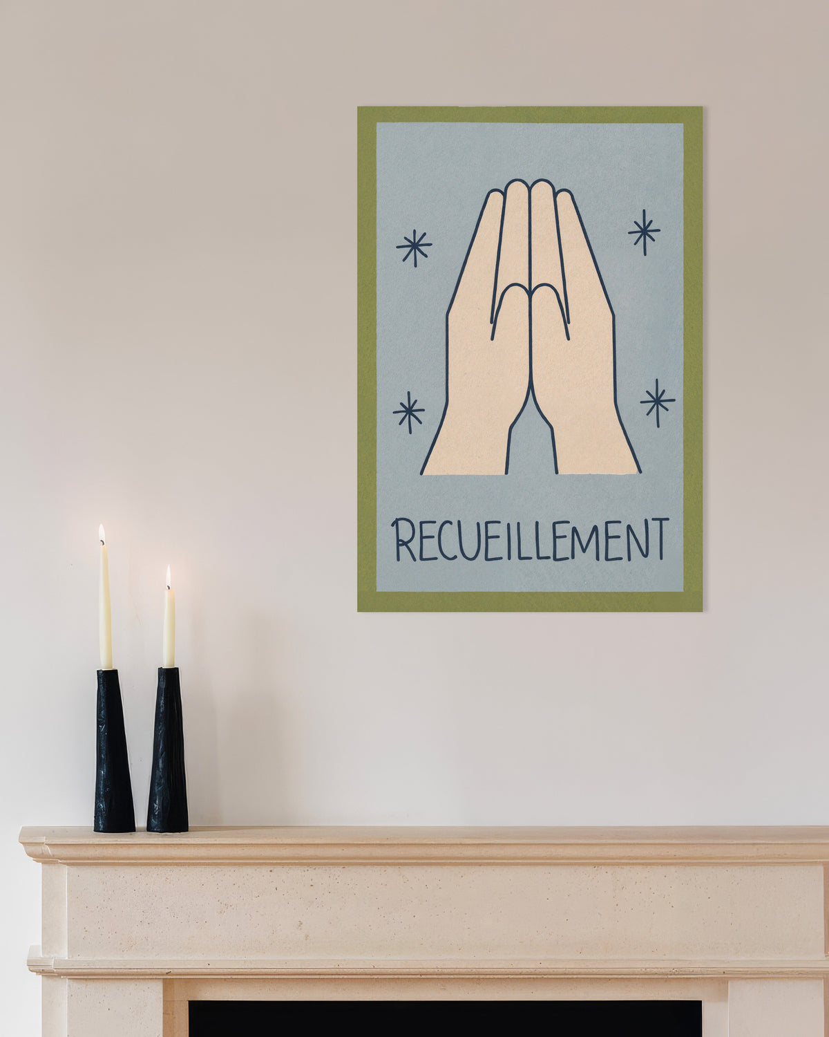 Recueillement – minimalistyczny plakat z rysunkiem konturowym