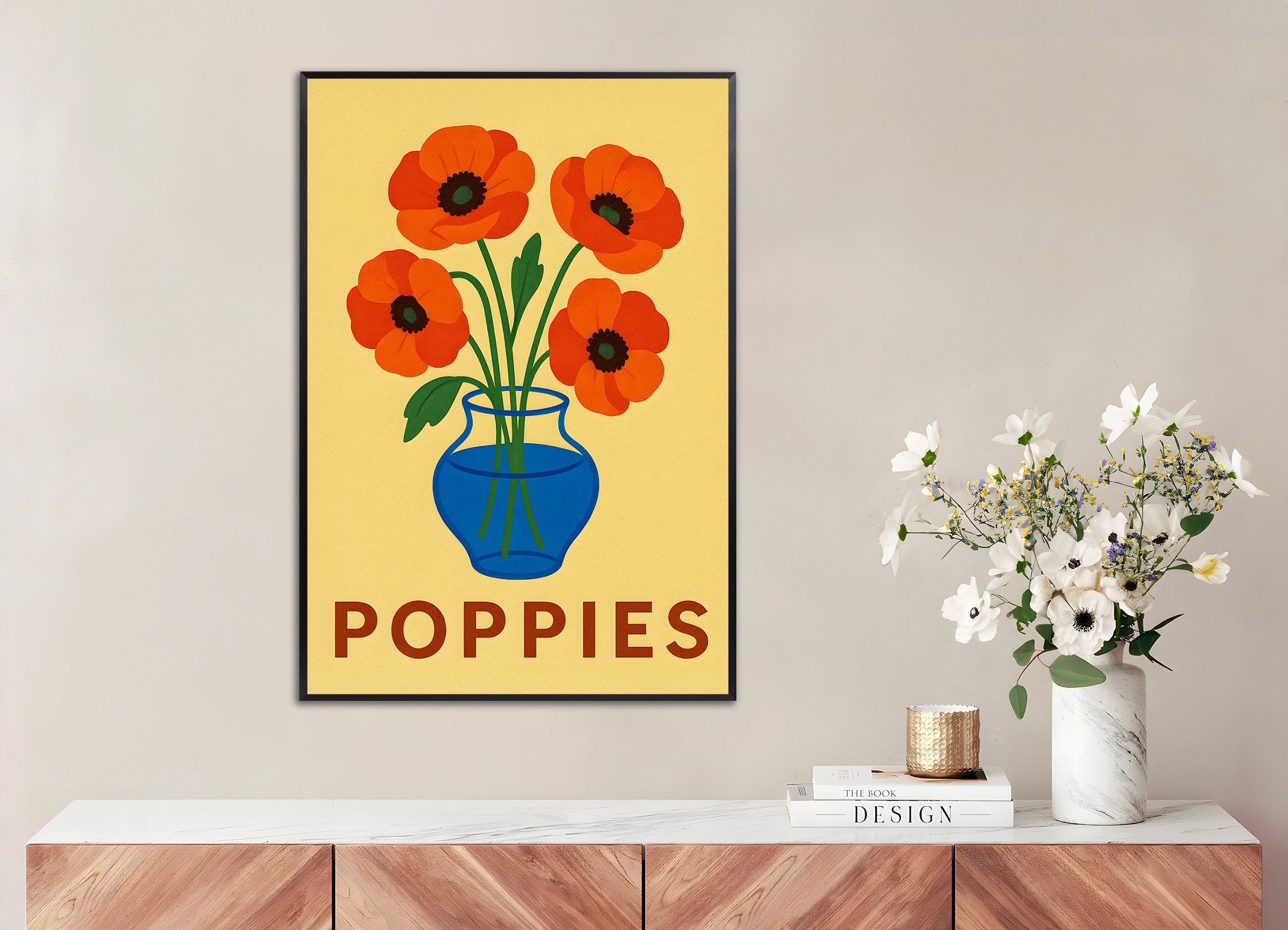 Poster of Red Poppies Poster, with metal frame