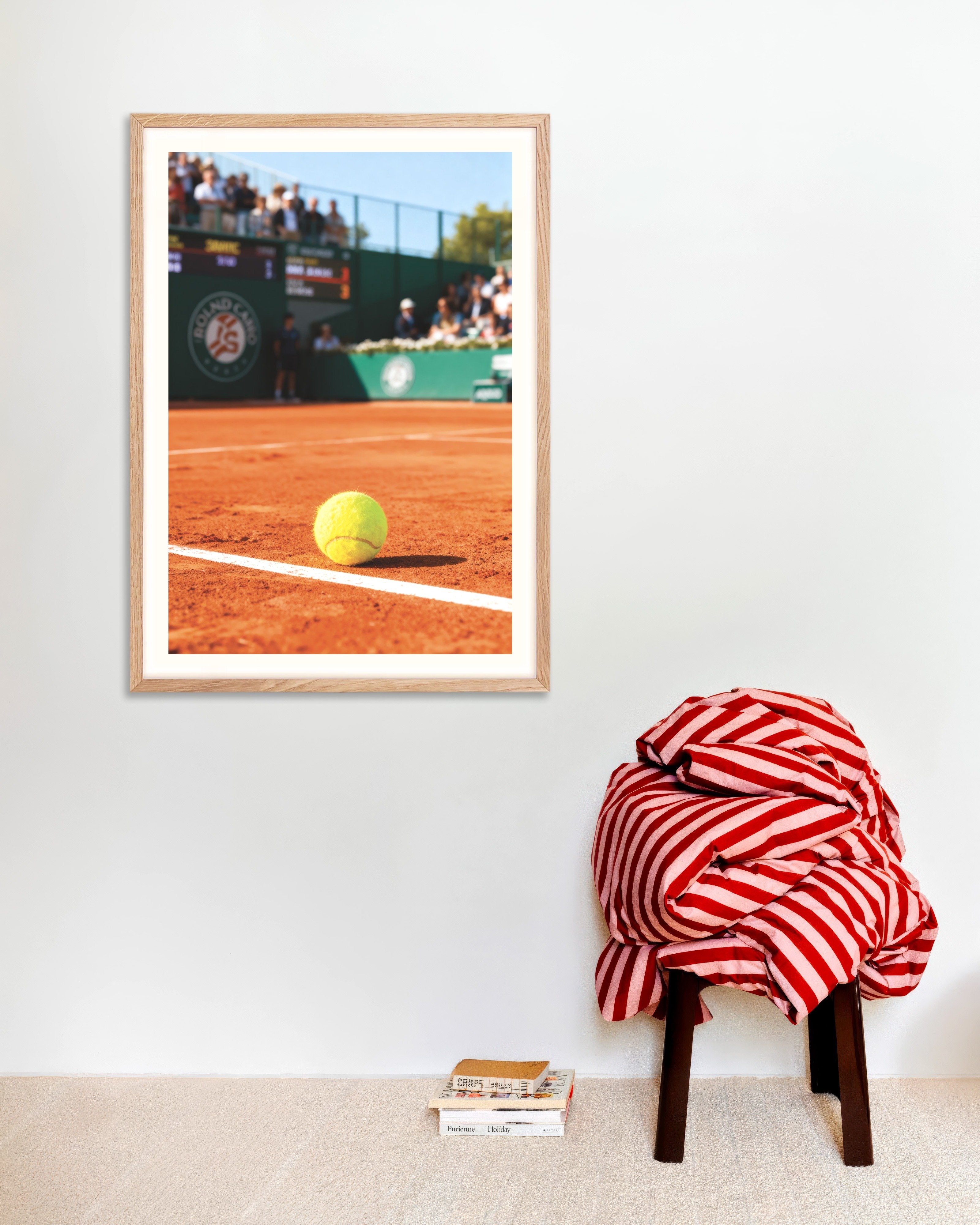 Poster of Roland Garros tennis poster – Clay court photography print, with natural wooden frame