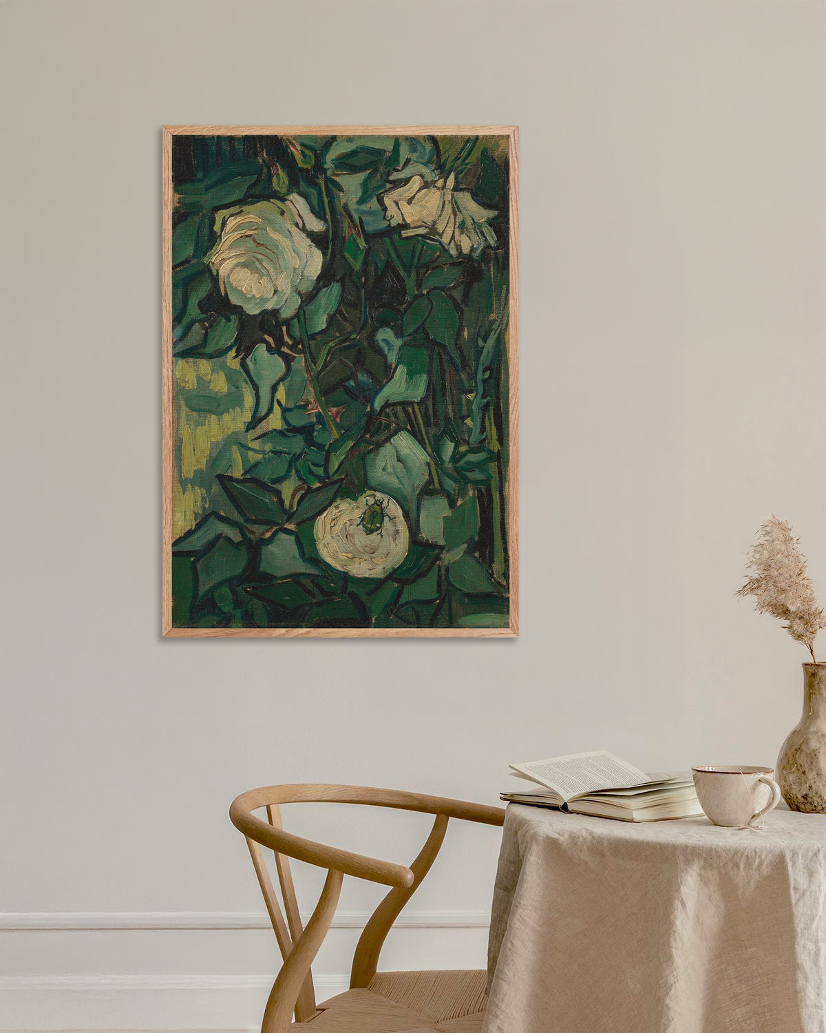 Plakat „Krzew róży z chrząszczem (1889), Vincent van Gogh” w ramie z naturalnego drewna