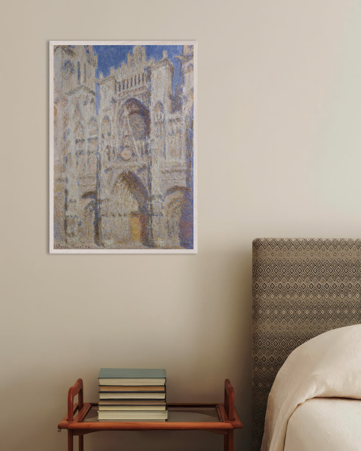 Plakat Katedra w Rouen, portal w pełnym słońcu (1894), Claude Monet, w białej drewnianej ramie