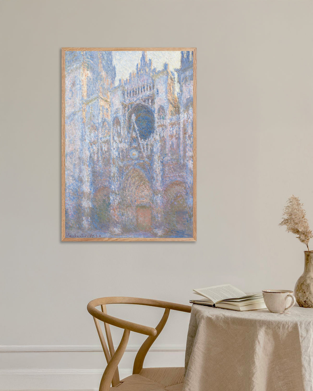 Plakat Katedra w Rouen, fasada zachodnia (1894), Claude Monet, w ramie z naturalnego drewna