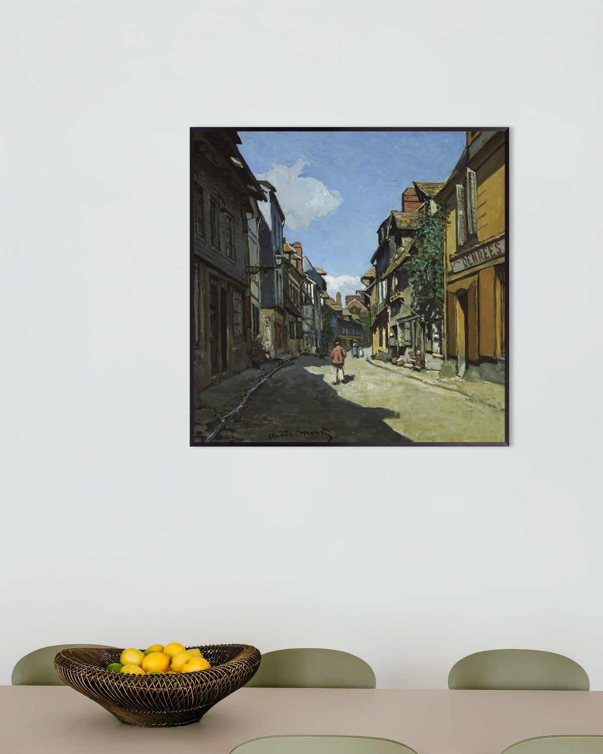 Plakat Ulica de la Bavole w Honfleur (1864), Claude Monet, w metalowej ramie