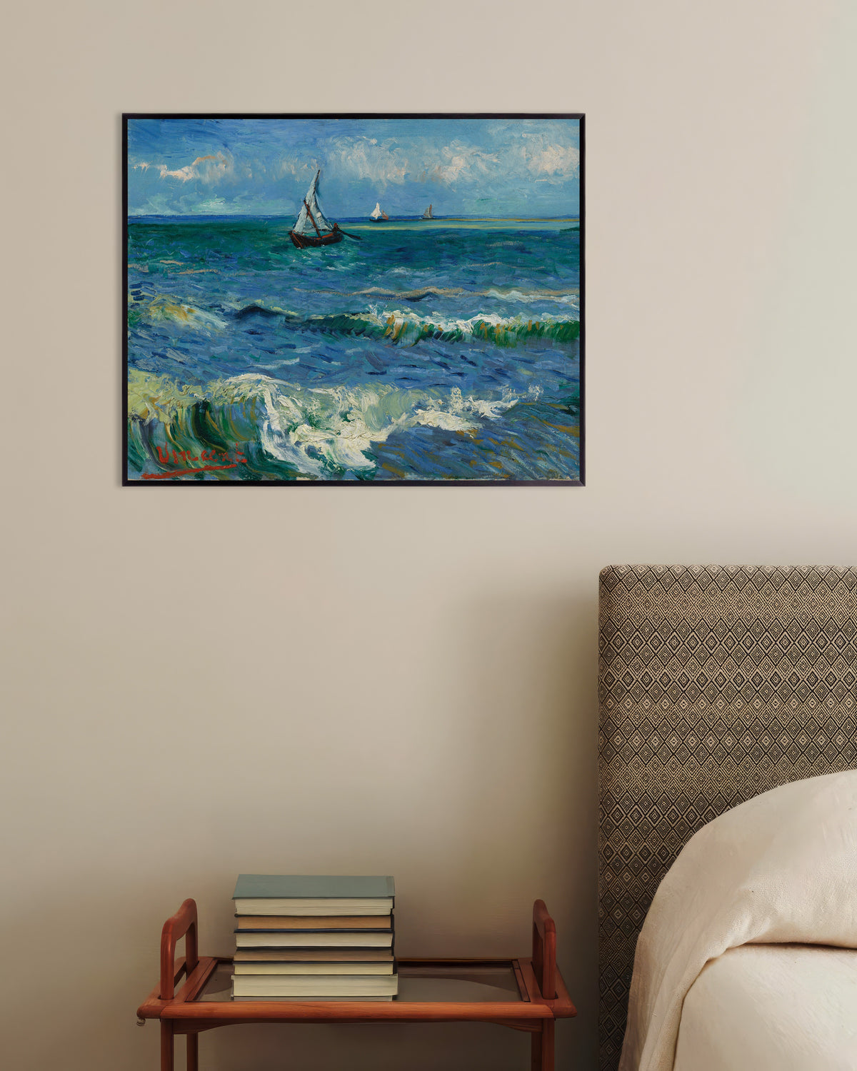 Plakat „Pejzaż morski w okolicach Les Saintes-Maries-de-la-Mer (1888) Vincenta van Gogha” w metalowej ramie