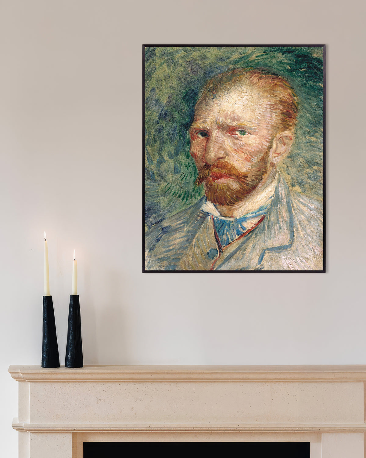 Plakat „Autoportret na zielonym tle (1886) Vincenta van Gogha” w metalowej ramie