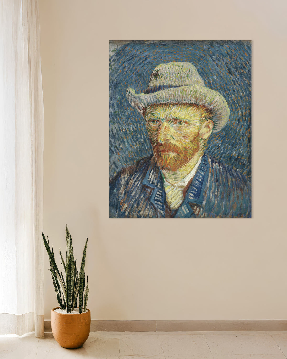 Plakat „Autoportret w szarym filcowym kapeluszu (1887) Vincenta van Gogha”