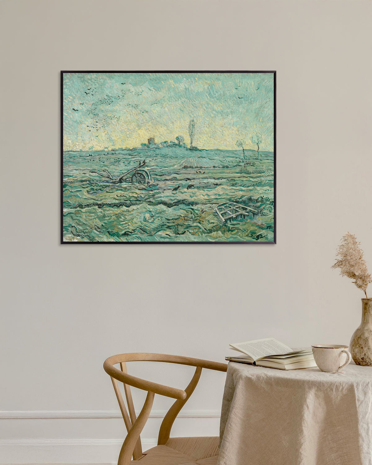 Plakat „Ośnieżone pole z broną, według Milleta (1890), Vincent van Gogh” w metalowej ramie