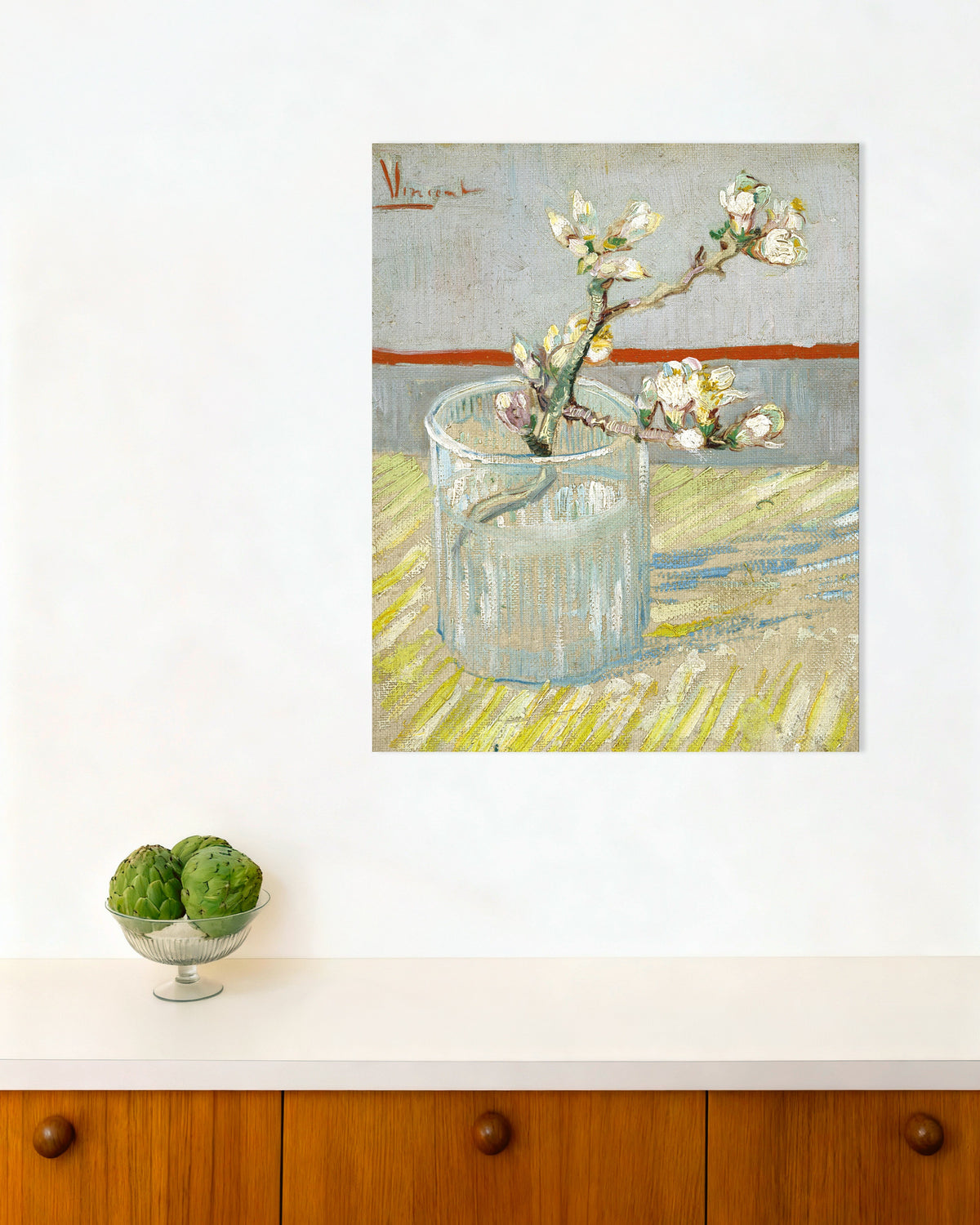 Plakat „Gałązka kwitnącego migdałowca w szklance (1888), Vincent van Gogh”