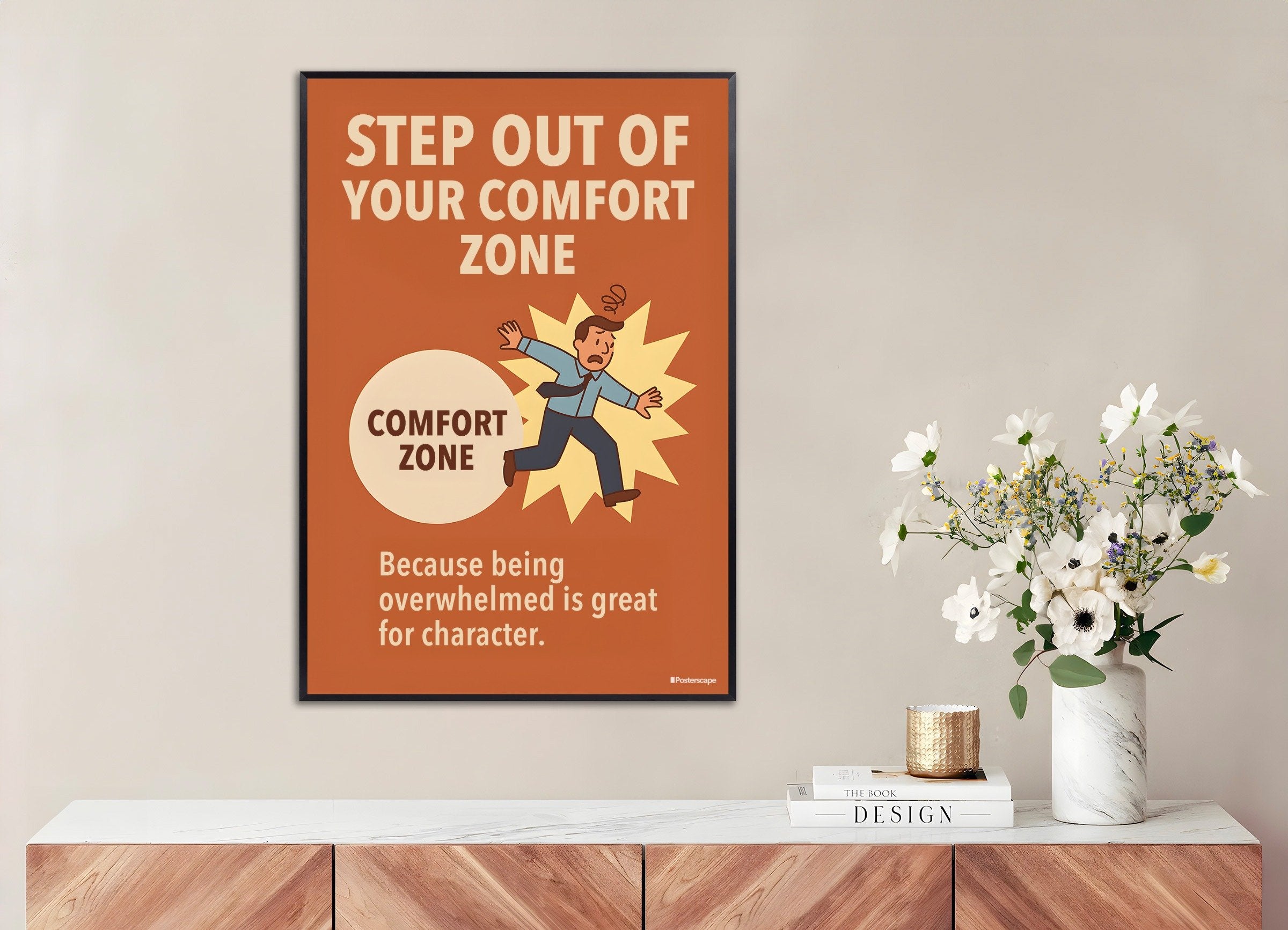 Poster of Step out of your comfort zone - Demotivational Poster, with metal frame