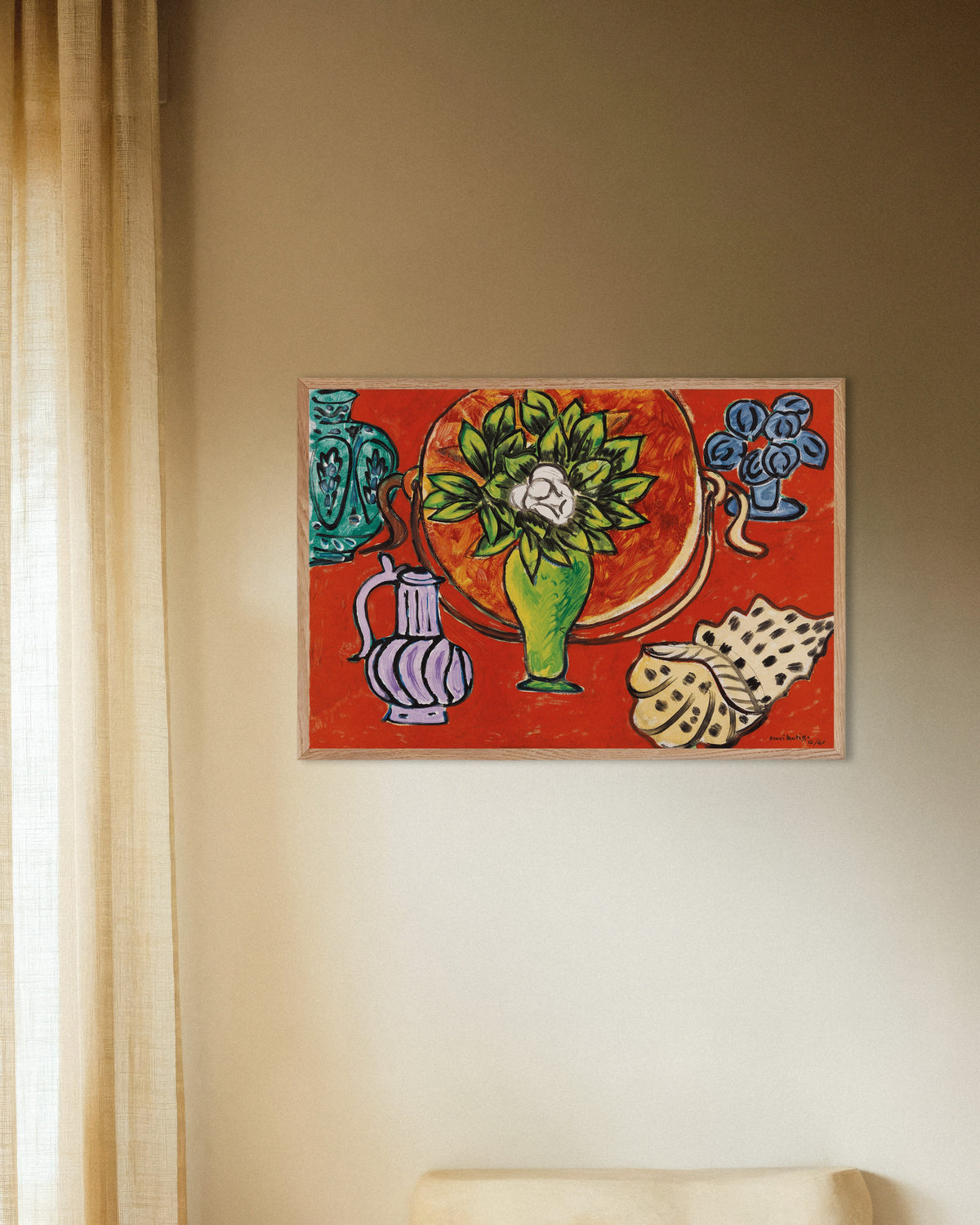 Plakat „Martwa natura z magnolią (1941), Henri Matisse” w ramie z naturalnego drewna