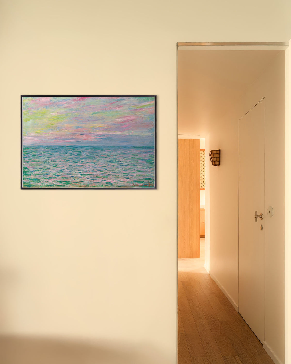 Plakat Zachód słońca w Pourville, pełne morze (1882), Claude Monet, w metalowej ramie