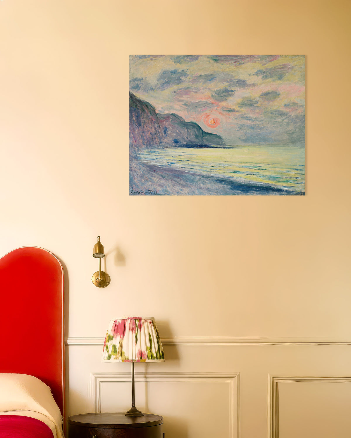 Plakat Zachód słońca, mglista pogoda, Pourville (1882), Claude Monet
