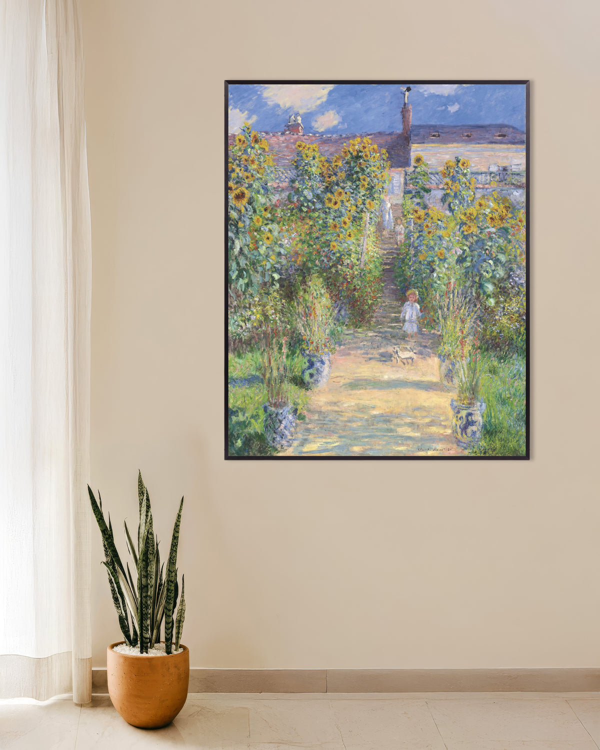 Plakat Ogród artysty w Vétheuil (1881), Claude Monet, w metalowej ramie