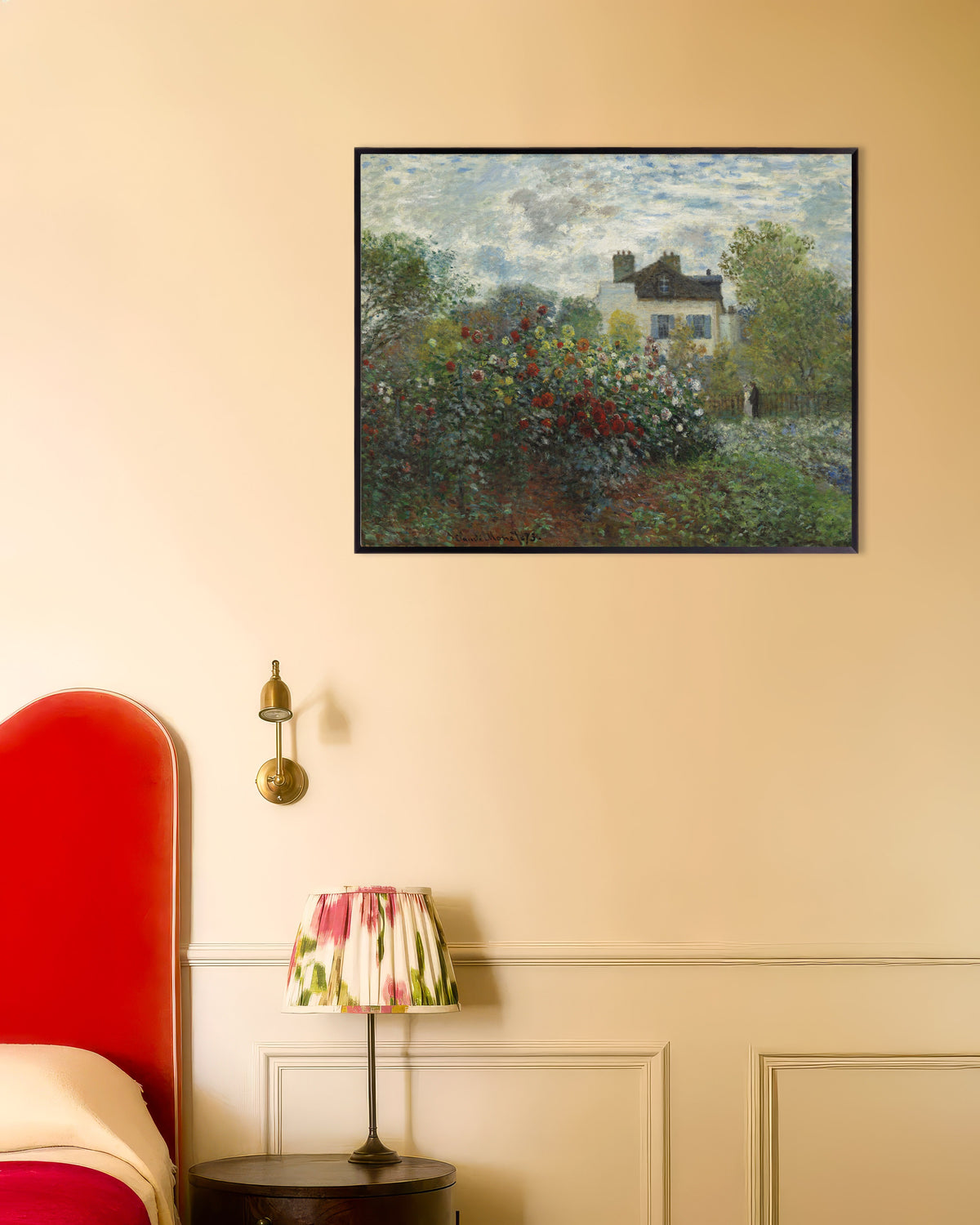 Plakat Ogród artysty w Argenteuil, zakątek z daliami (1873), Claude Monet, w metalowej ramie