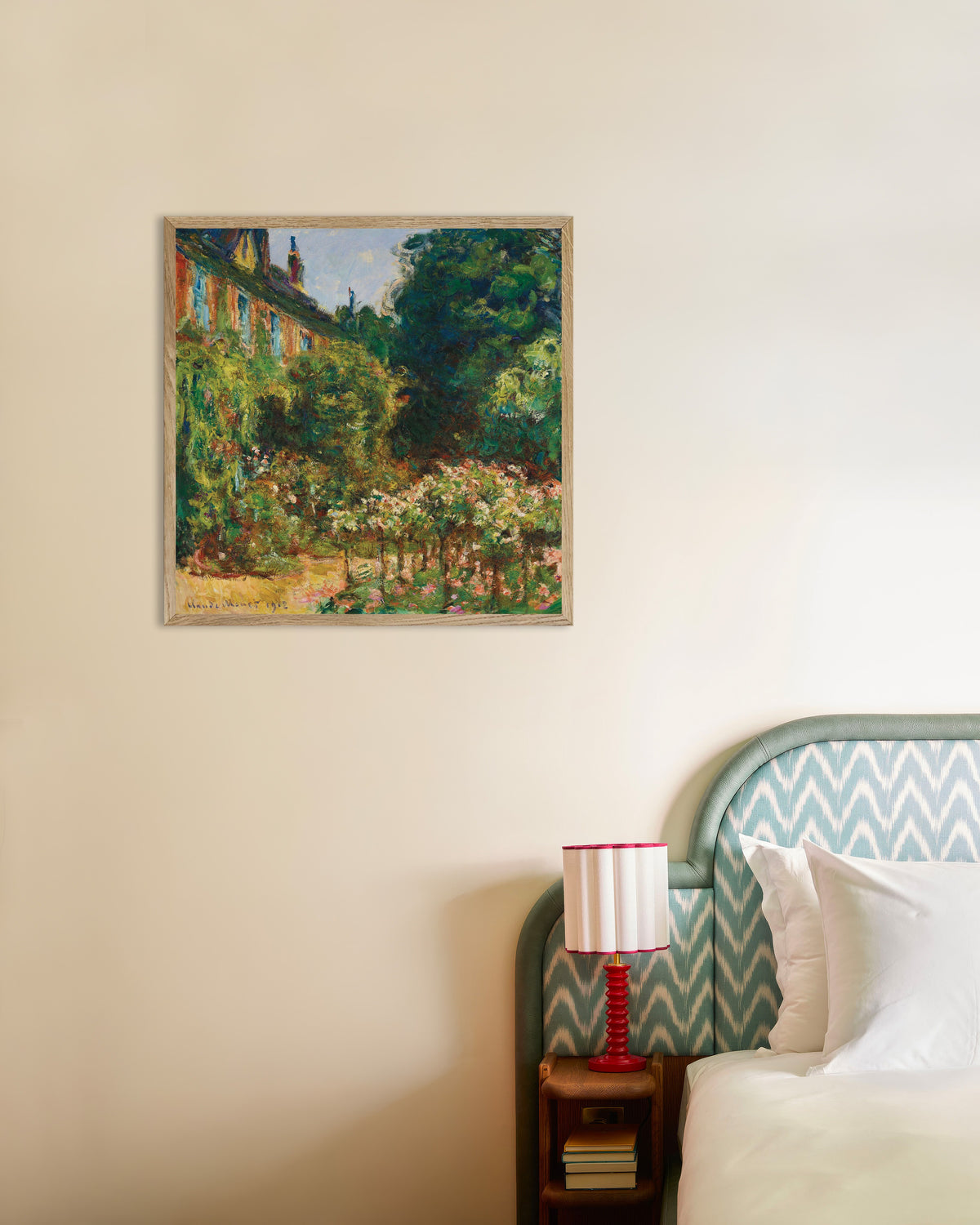 Plakat Dom artysty w Giverny (1912), Claude Monet, w ramie z naturalnego drewna