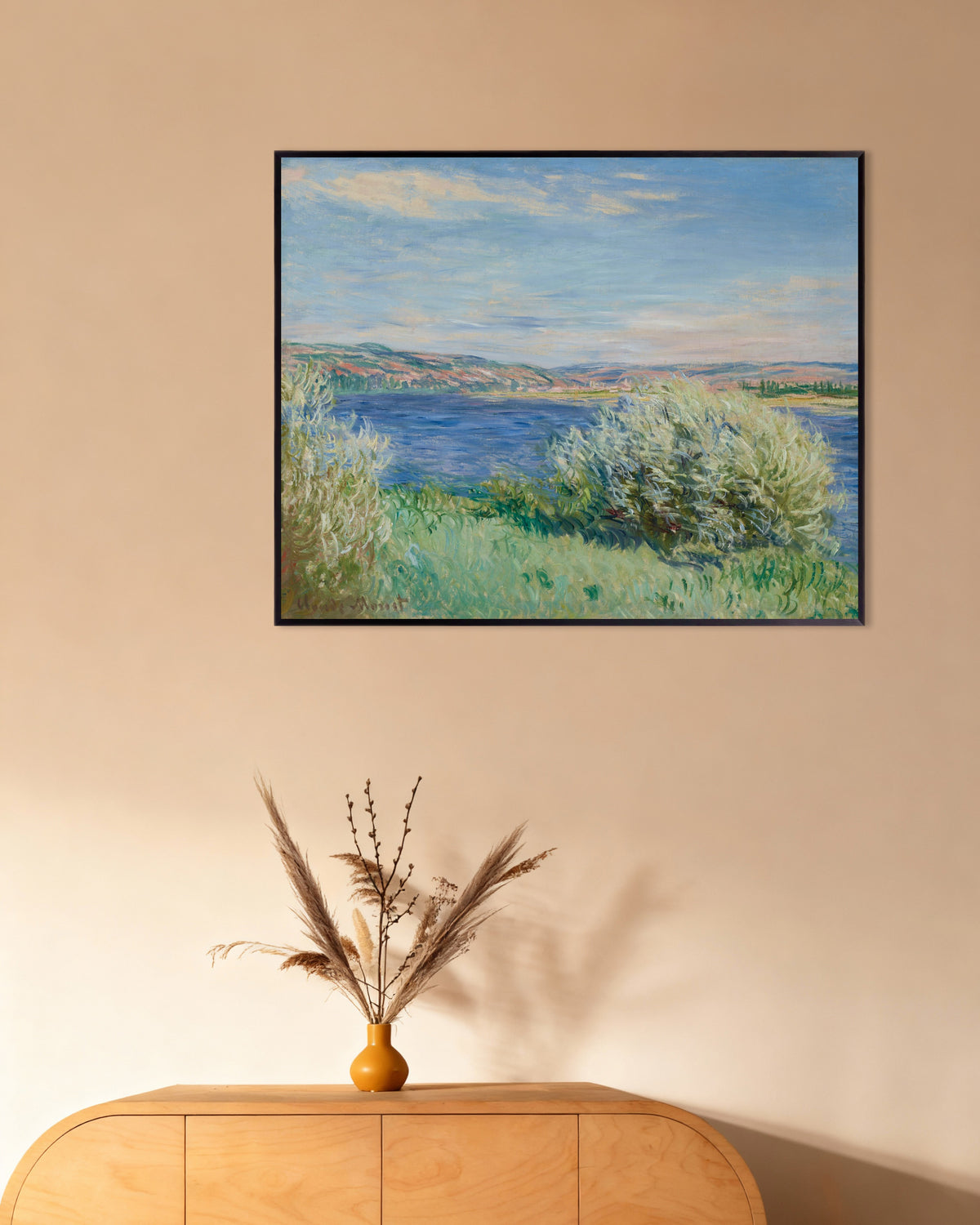 Plakat Brzegi Sekwany koło Vétheuil (1881), Claude Monet, w metalowej ramie