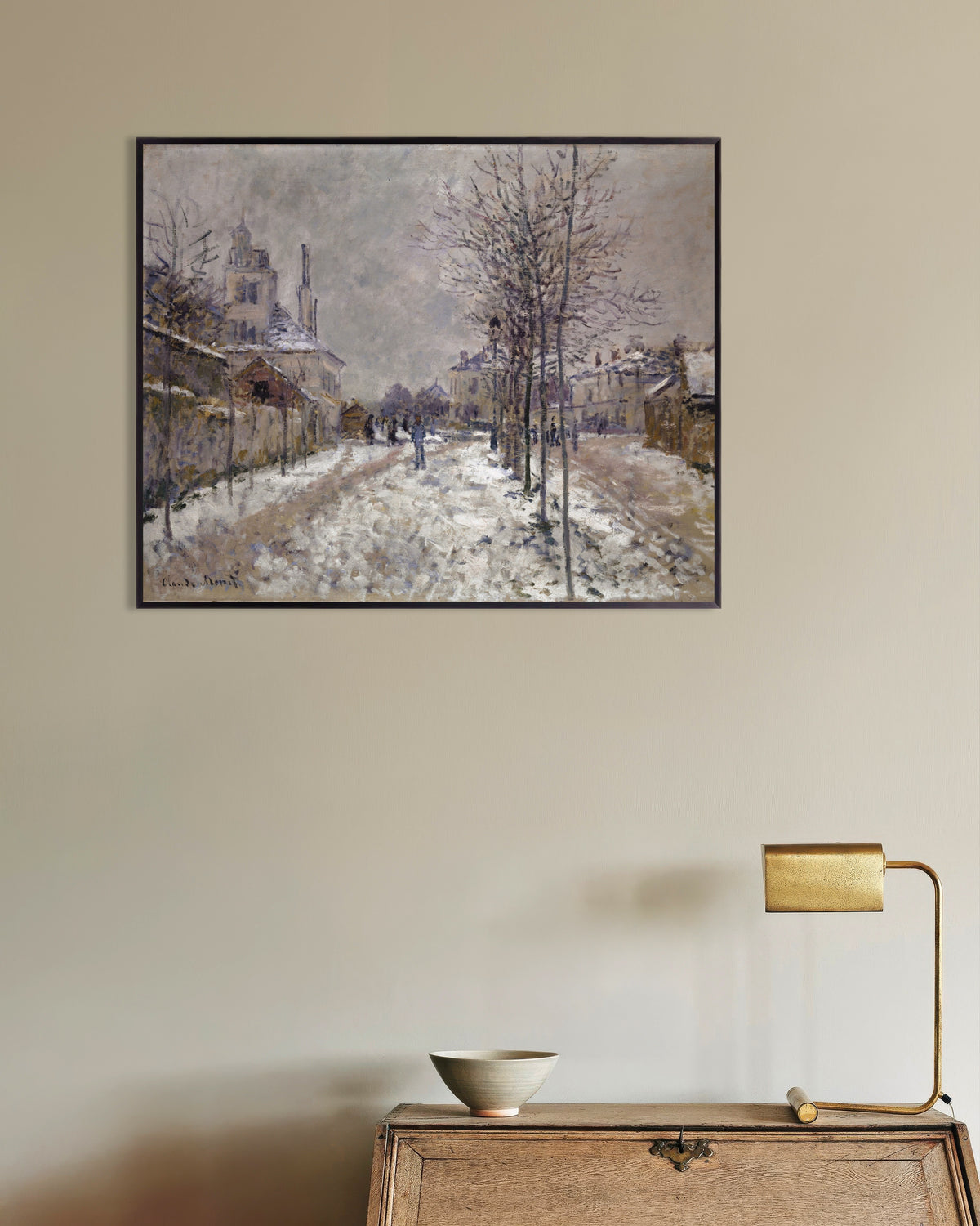 Plakat Bulwar de Pontoise w Argenteuil, śnieg (1875), Claude Monet, w metalowej ramie