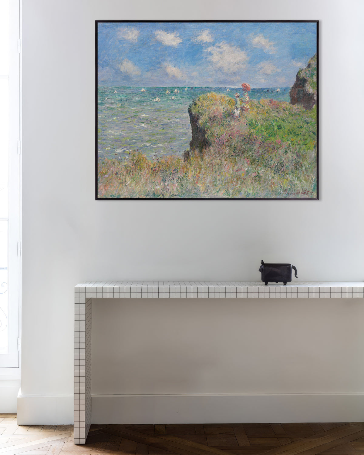 Plakat Spacer na klifie w Pourville (1882), Claude Monet, w metalowej ramie