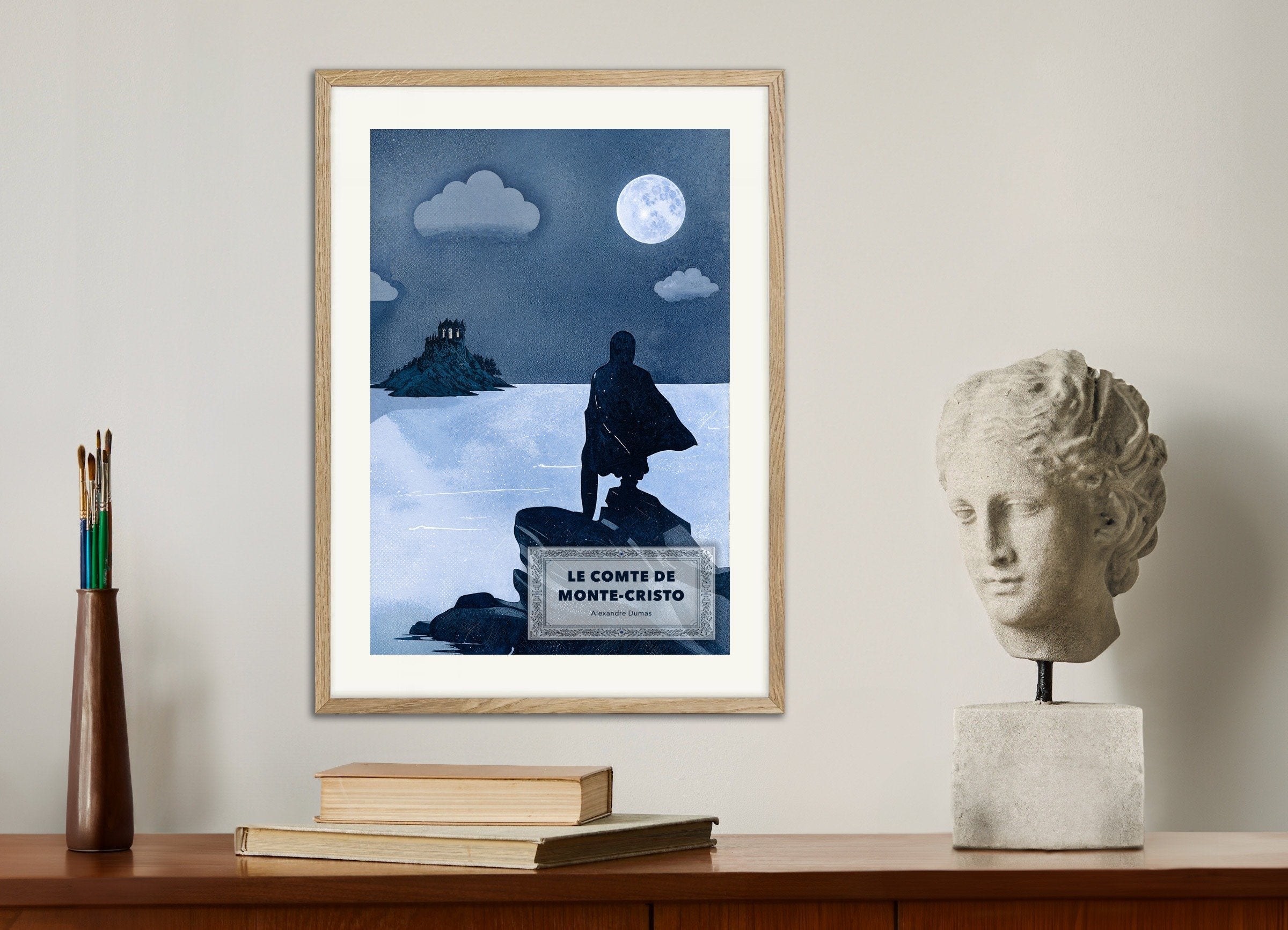 Poster of The Count of Monte Cristo Book Poster, with natural wooden frame