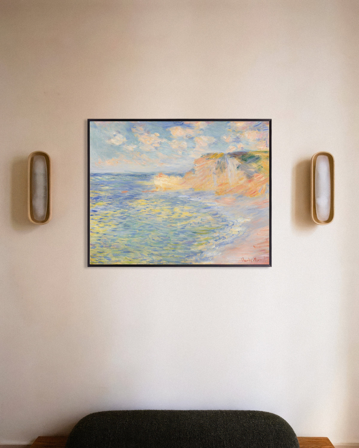 Plakat Klif Amont, Étretat (1885), Claude Monet, w metalowej ramie