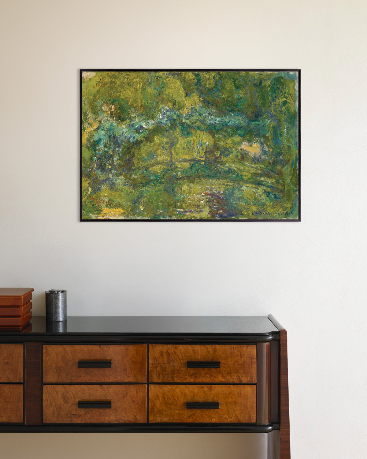 Plakat Kładka nad stawem z nenufarami (1919), Claude Monet, w metalowej ramie