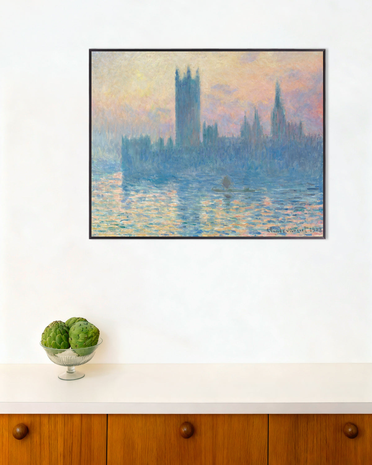 Plakat Parlament o zachodzie słońca (1903), Claude Monet, w metalowej ramie